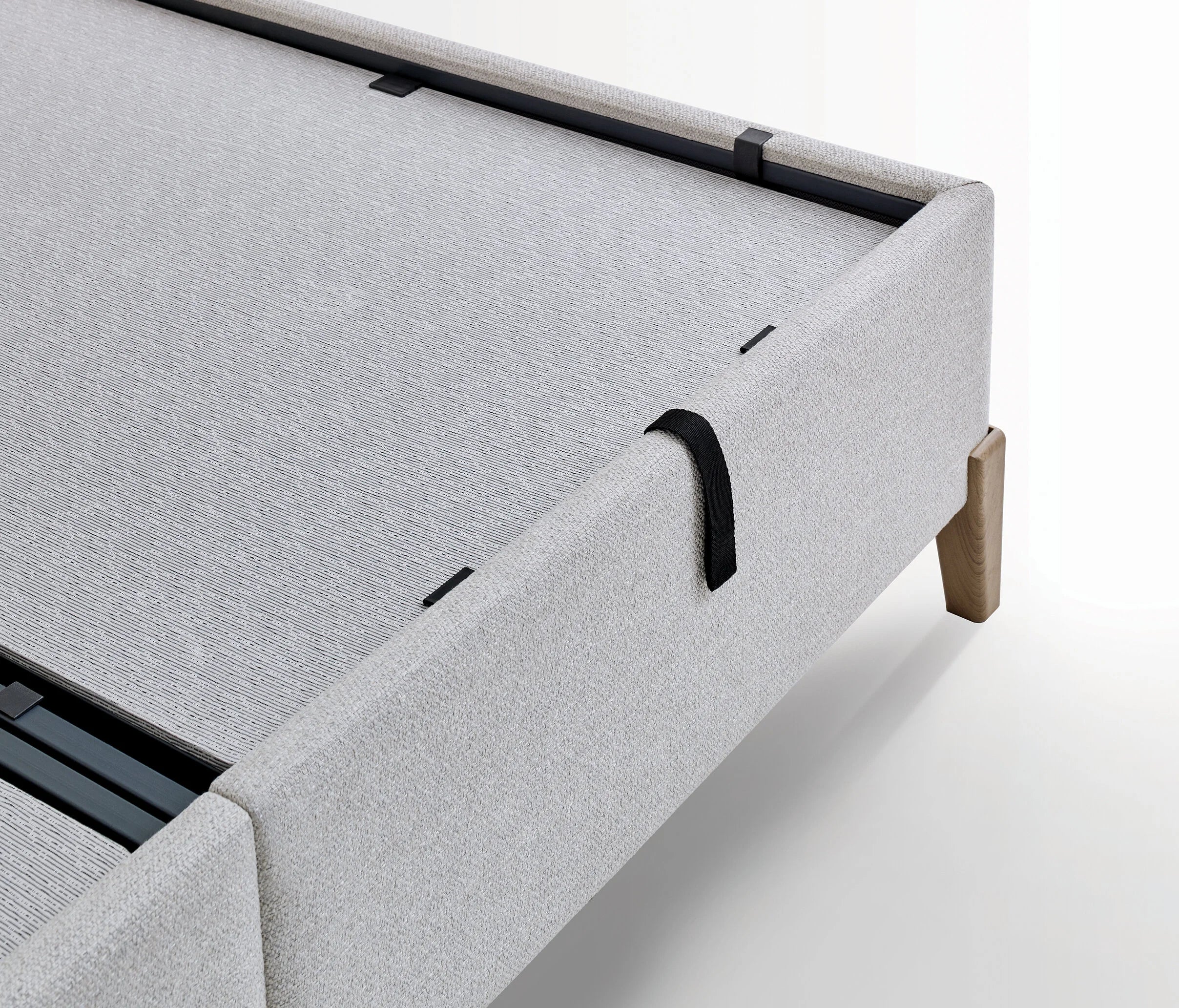 Тапицирана основа за легло «Ergonomic Air» с място за съхранение, повдигащ механизъм, система за безшумно затваряне