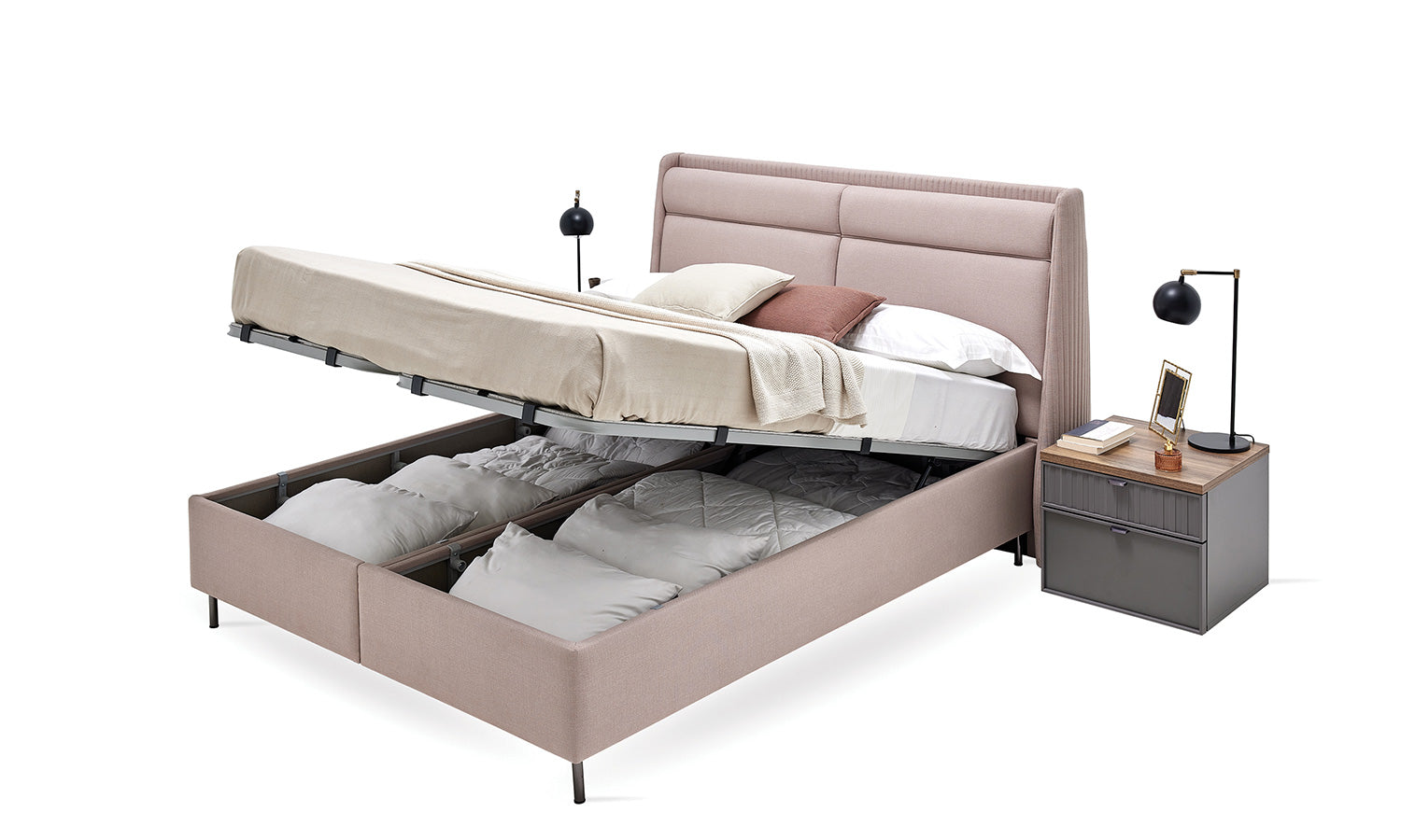 Тапицирано легло «Ravel» с място за съхранение, повдигащ механизъм