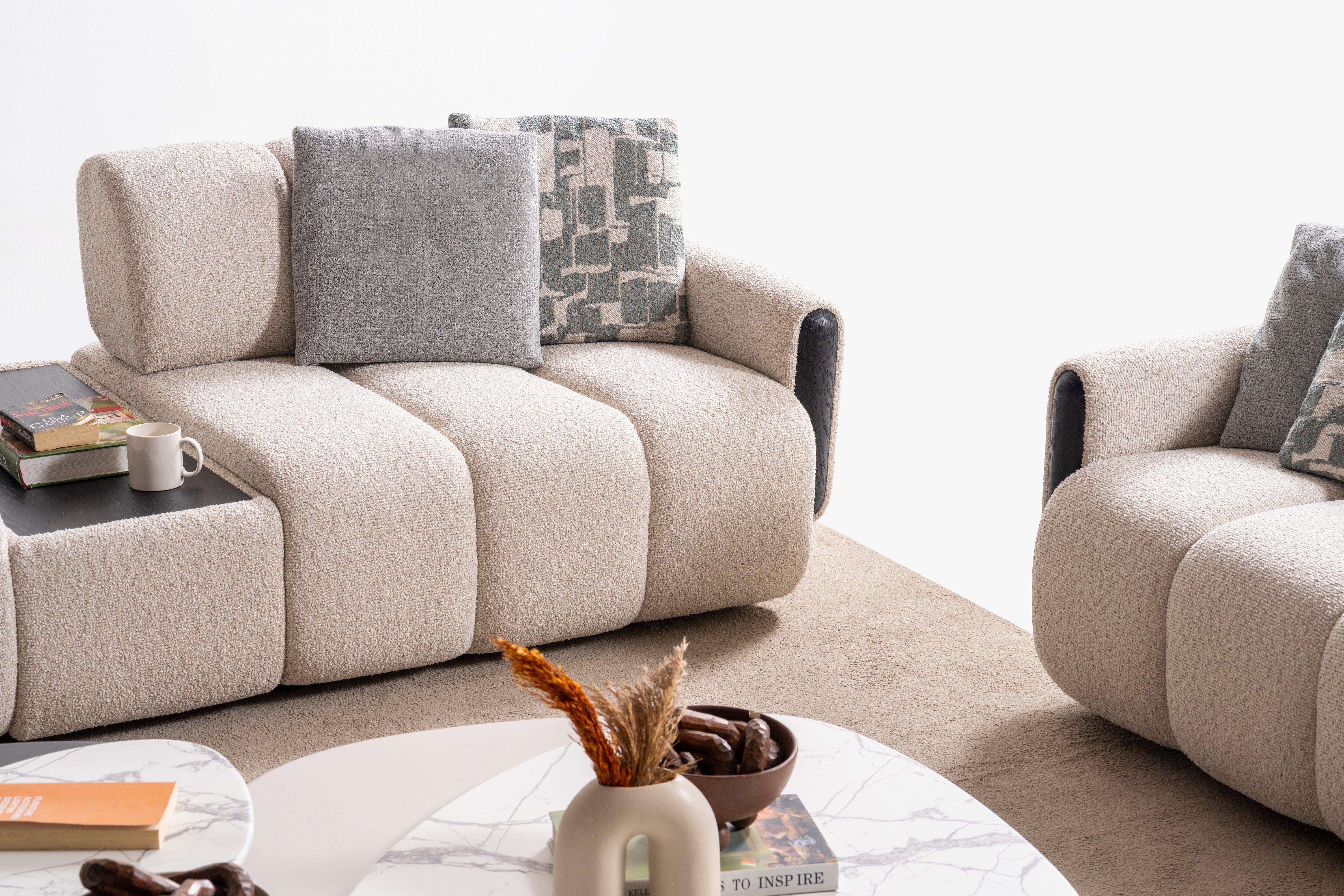 Модулен разтегателен диван «Rivian» + конзолна масичка, лежанка