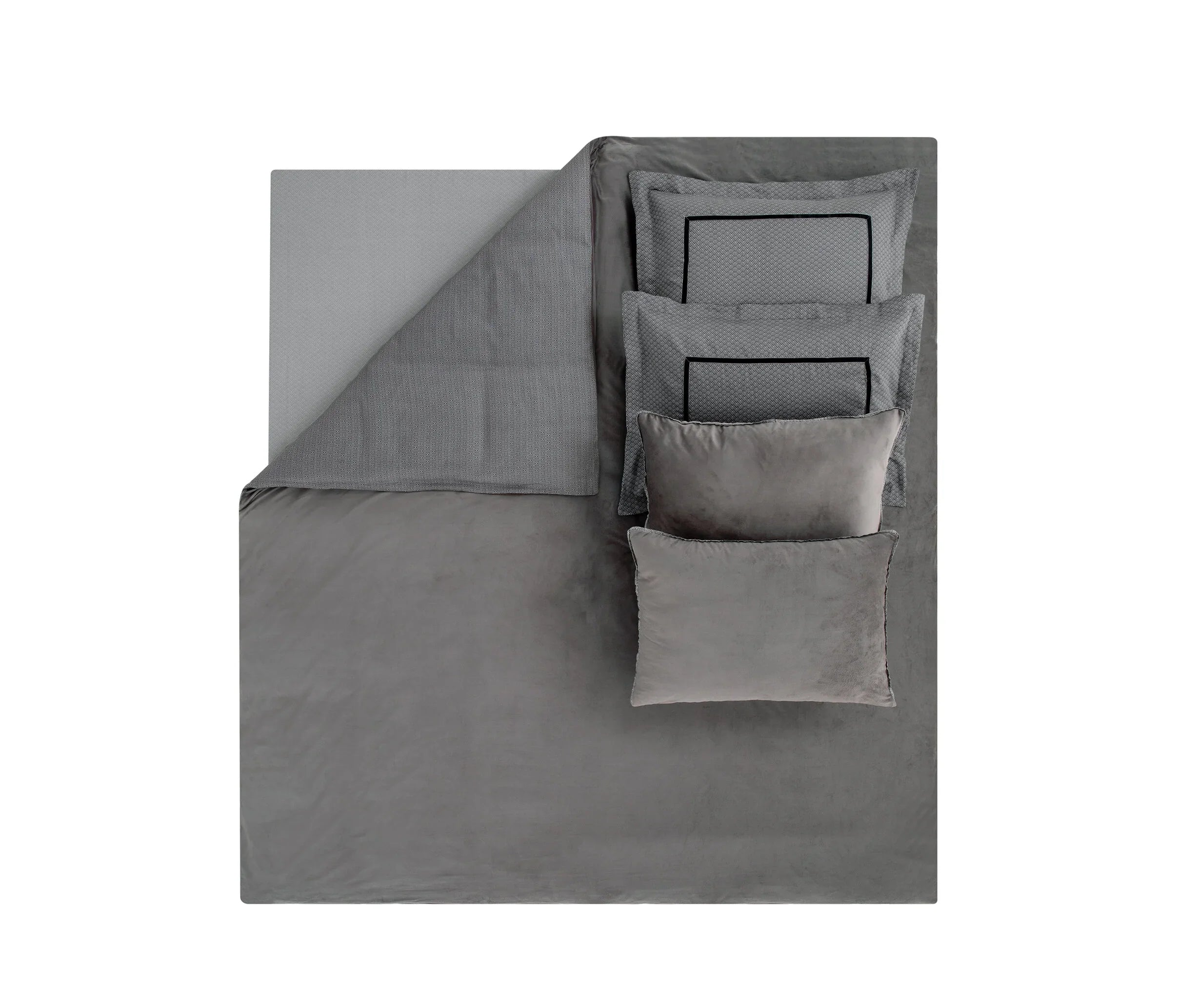 Двоен спален комплект «Pietro-Anthracite» - 6 части, памучен сатен
