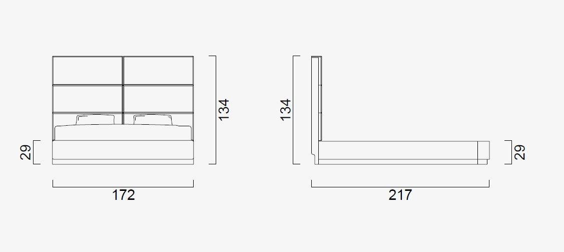 Тапицирано легло «Atlanta» + модулна табла - с място за съхранение, повдигащ механизъм