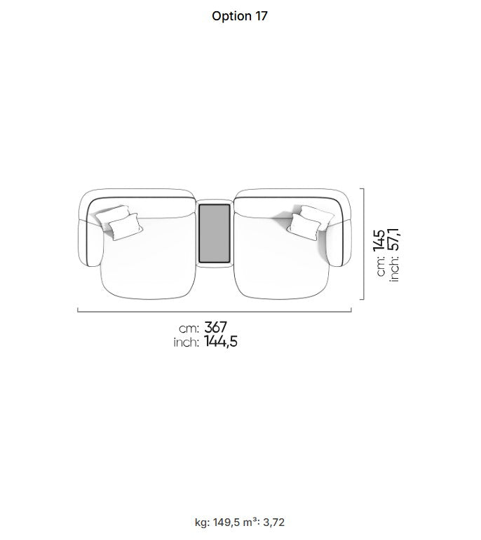 30 готови конфигурации на модулен диван «Icona» + конзолна масичка, лежанка
