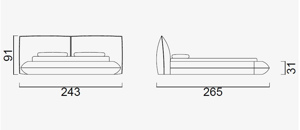 Тапицирано легло «Tonfo» с комфортна периферия, с включена подматрачна рамка
