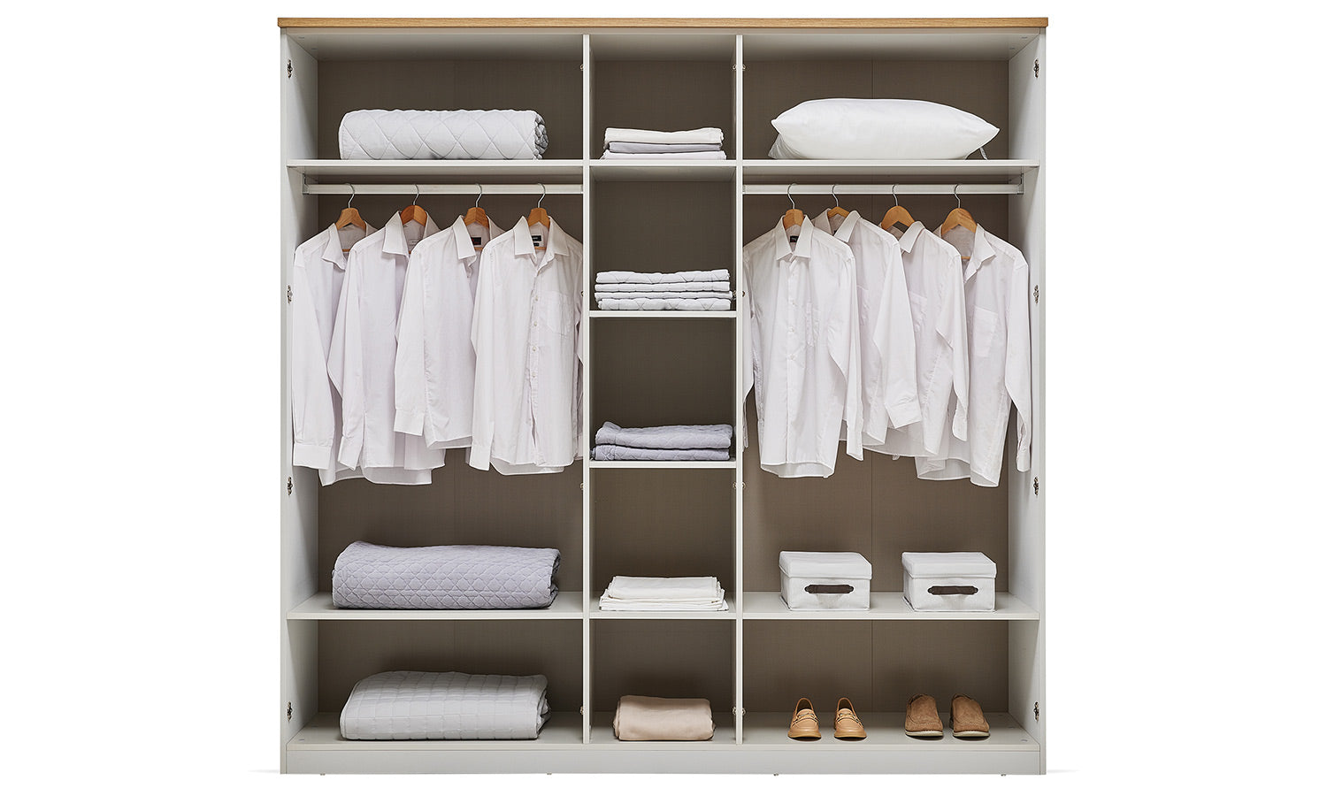 Петкрилен гардероб «Puerta» с огледална врата, ширина 226см