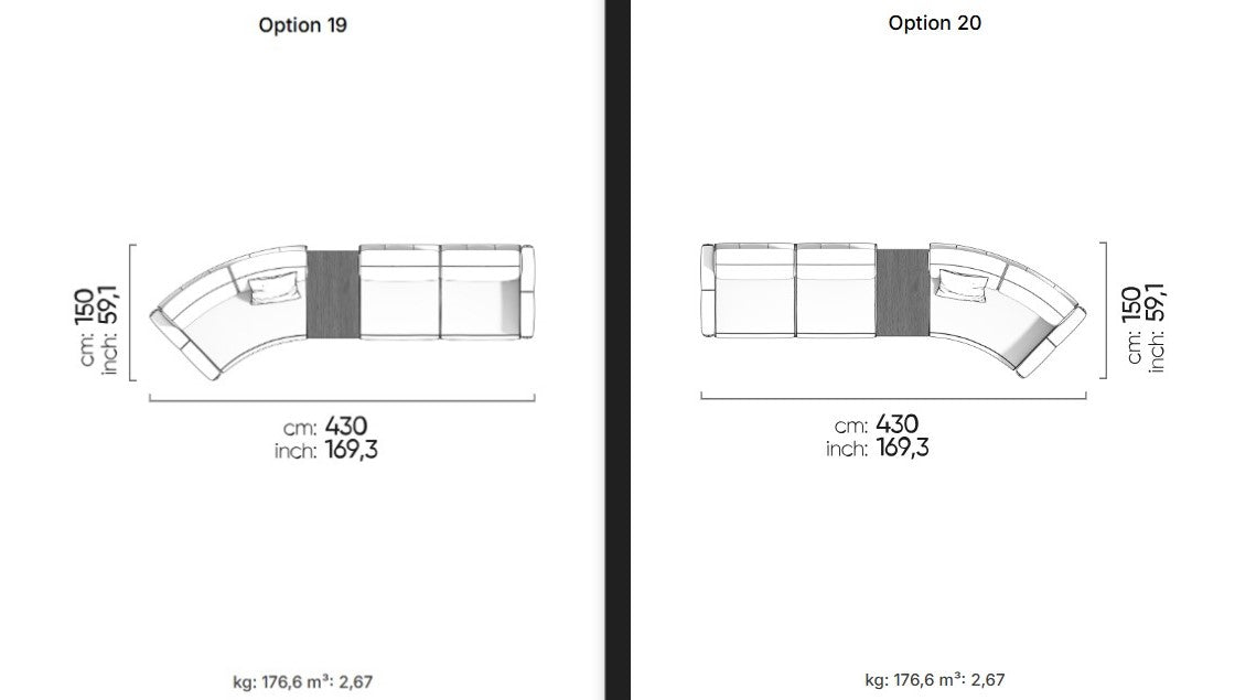 96 готови конфигурации на модулен разтегателен диван «Le Mans Comfort»
