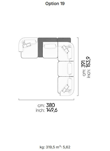 26 готови конфигурации на модулен диван «Kyoto»