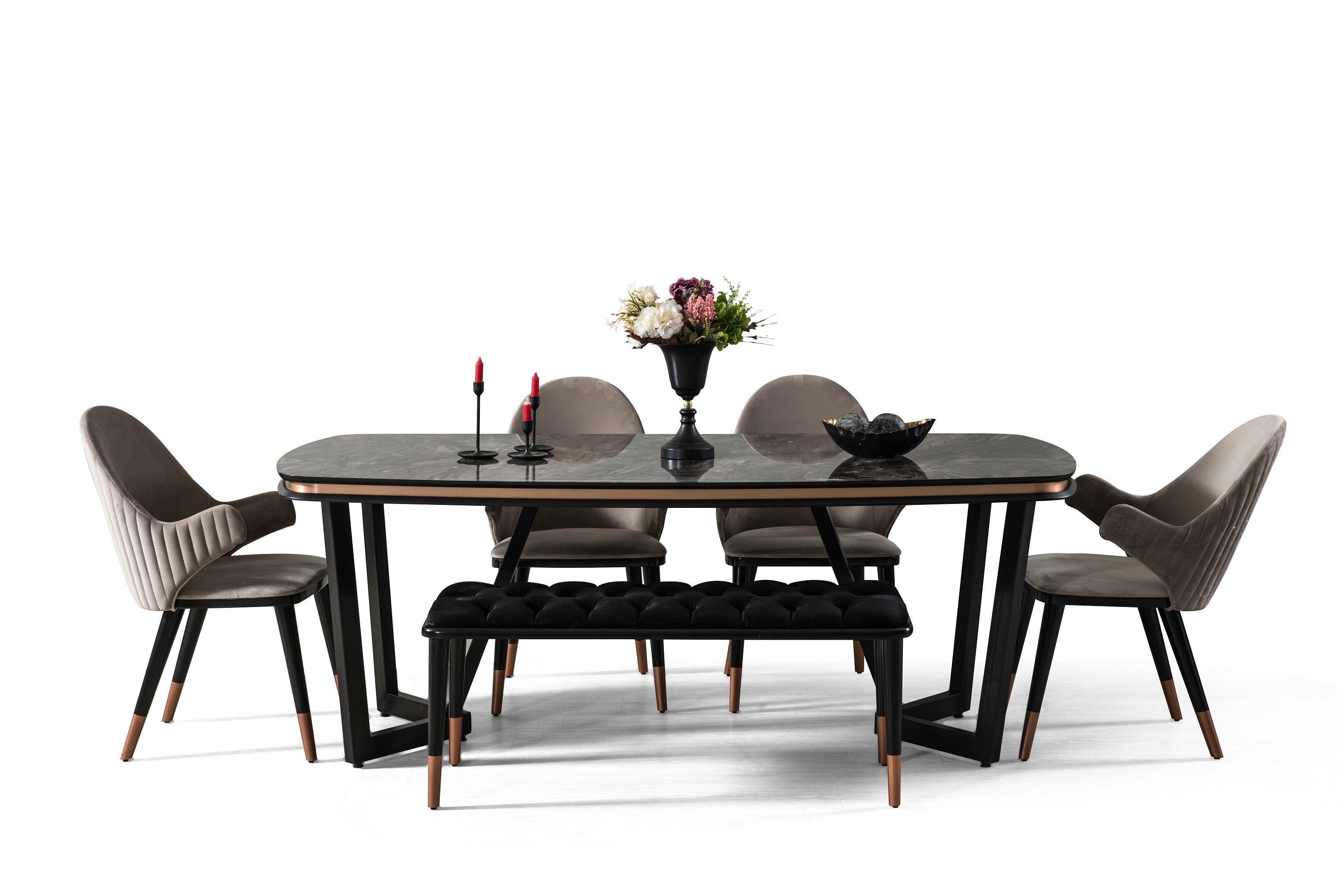 Трапезна разтегателна маса «Tesla Black» с размер 165х78х104см