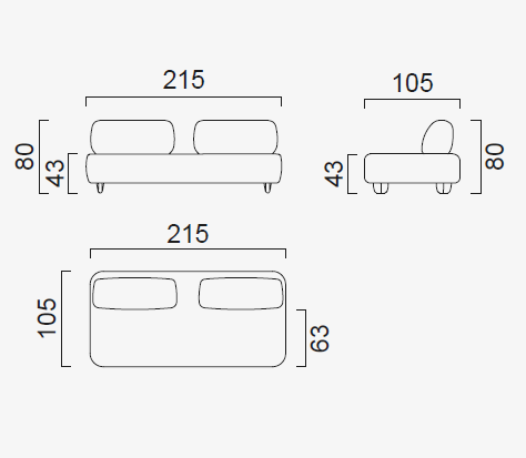 10 модула за модулен разтегателен диван «Bon Bon Linea»