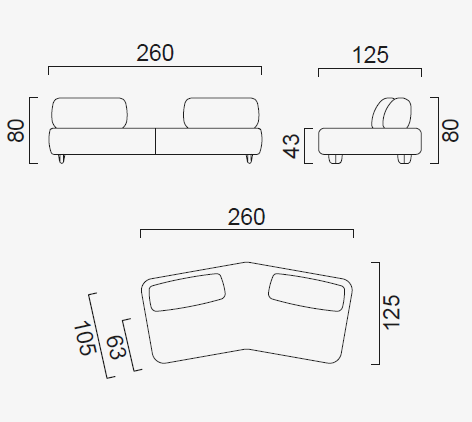 10 модула за модулен разтегателен диван «Bon Bon Linea»