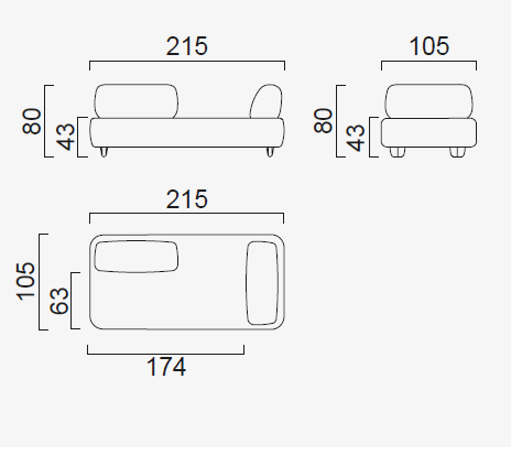 10 модула за модулен разтегателен диван «Bon Bon Linea»