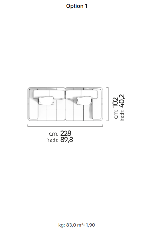 Двуместен разтегателен диван «Panamera Comfort» - Опция 1, ширина 228см