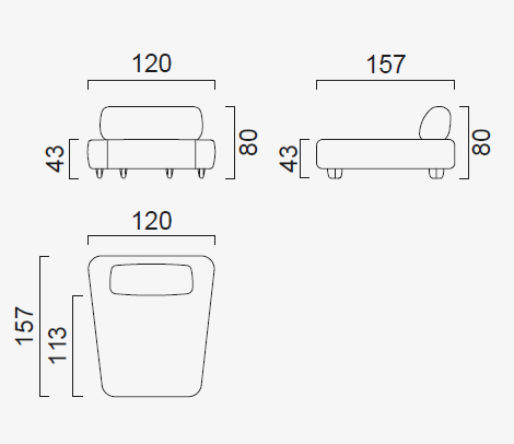 10 модула за модулен разтегателен диван «Bon Bon Linea»