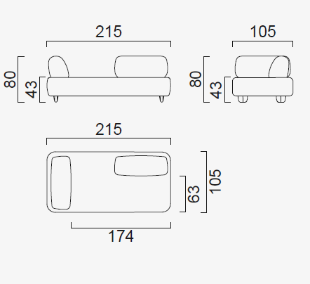 10 модула за модулен разтегателен диван «Bon Bon Linea»