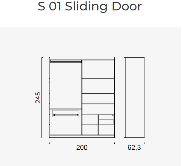 4 конфигурирани модула за гардероб «Alfa» с плъзгащи врати
