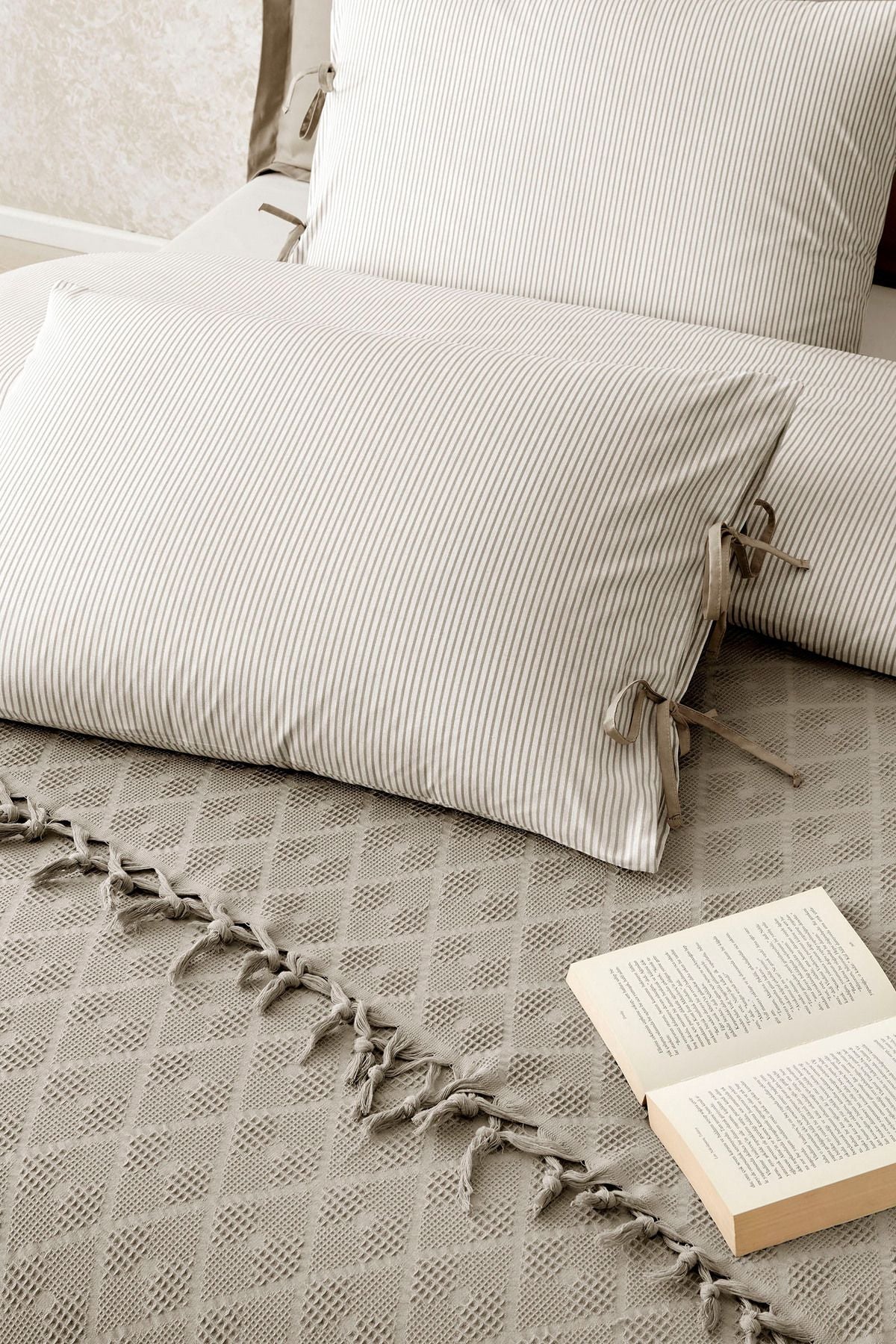 Двоен спален комплект «Natural» с пике, 5 части, ранфорс