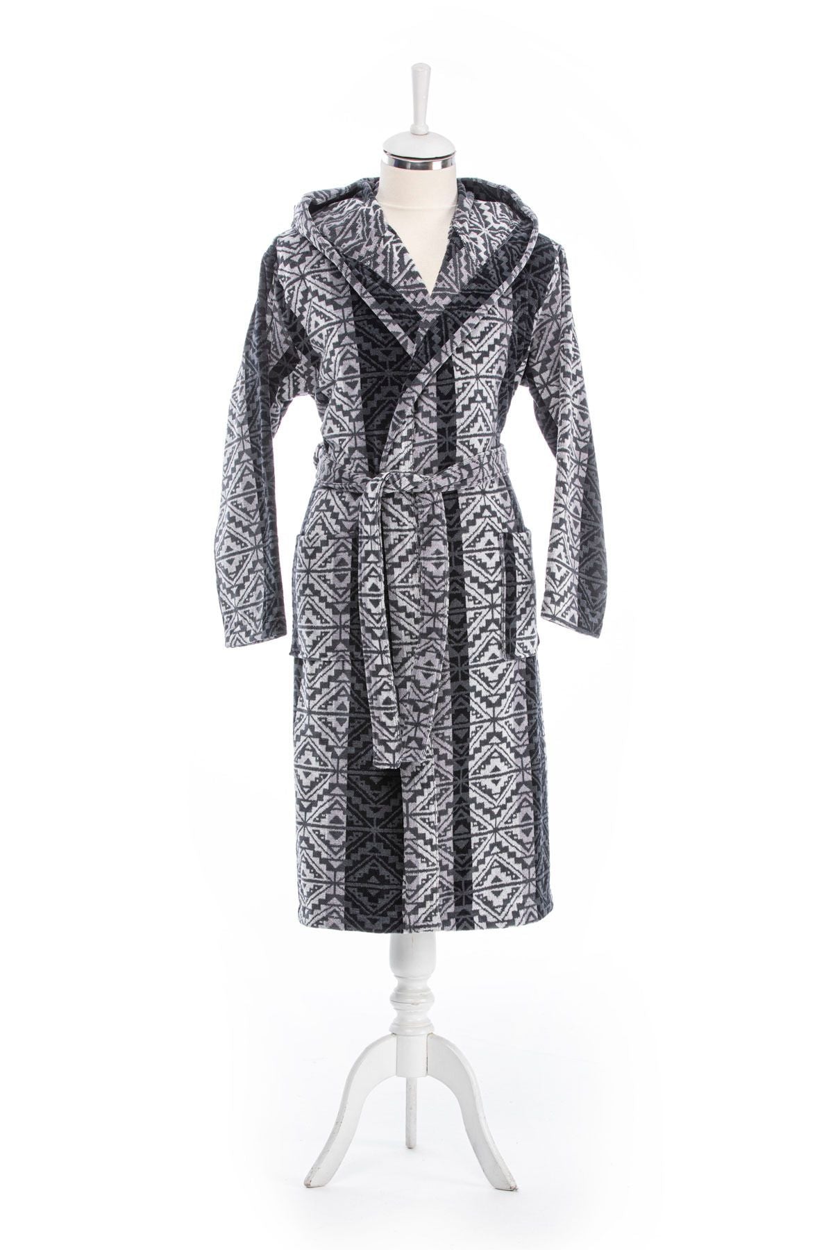 Халат за баня «Hawai Tapetto/Gri» с качулка, размер S/M