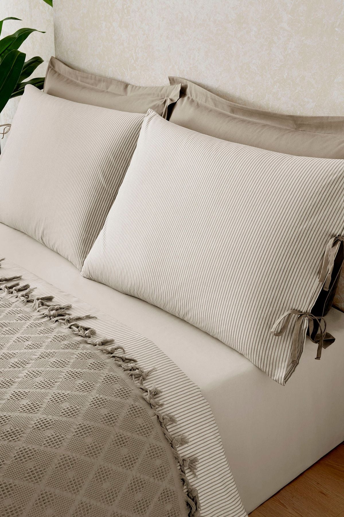 Двоен спален комплект «Natural» с пике, 5 части, ранфорс