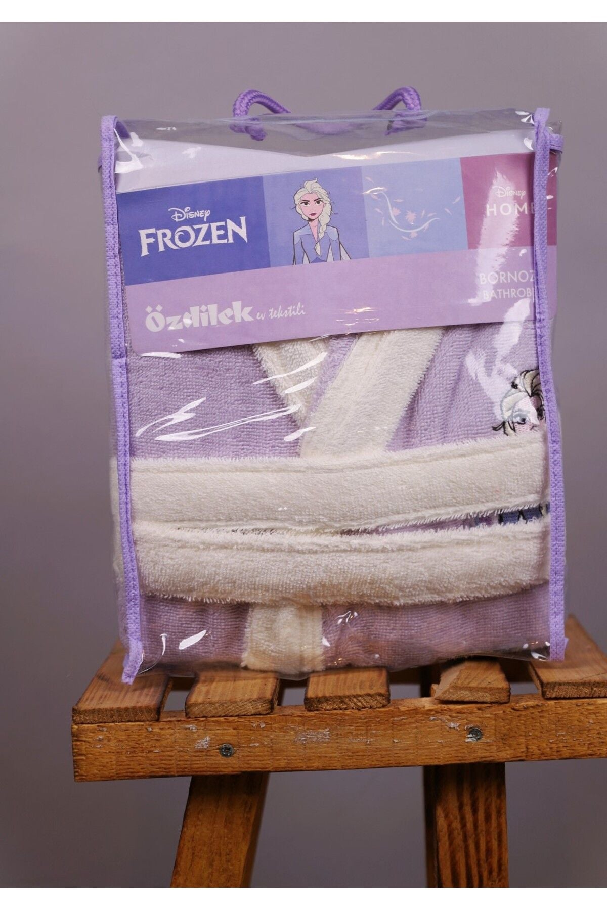Детски халат за баня «DSNY Frozen Leaf Lila» - памук, възраст 9-10 г.