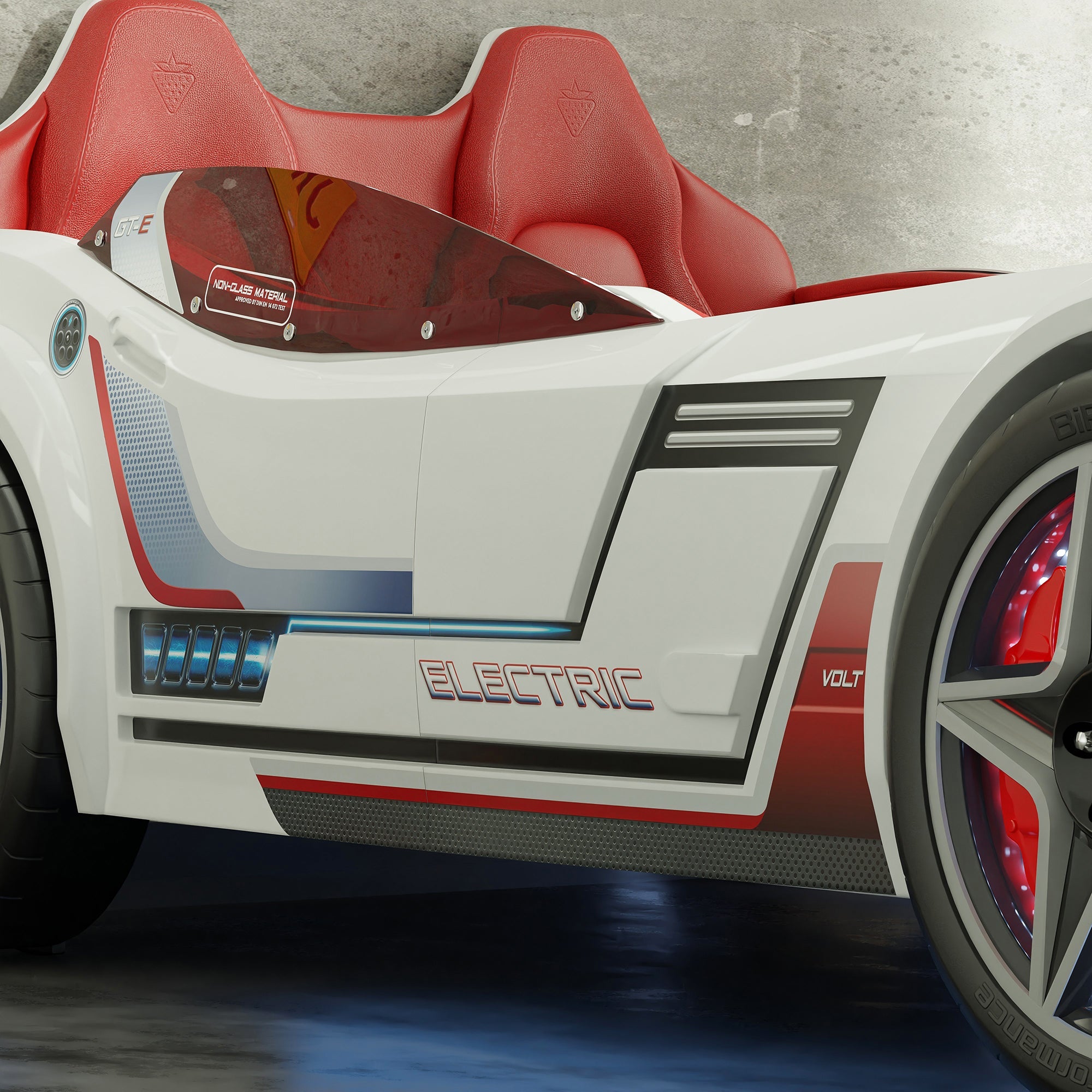 Легло-кола «GTE» + звук и LED осветление, с кожена тапицерия, цвят бял, за матрак 100х190см