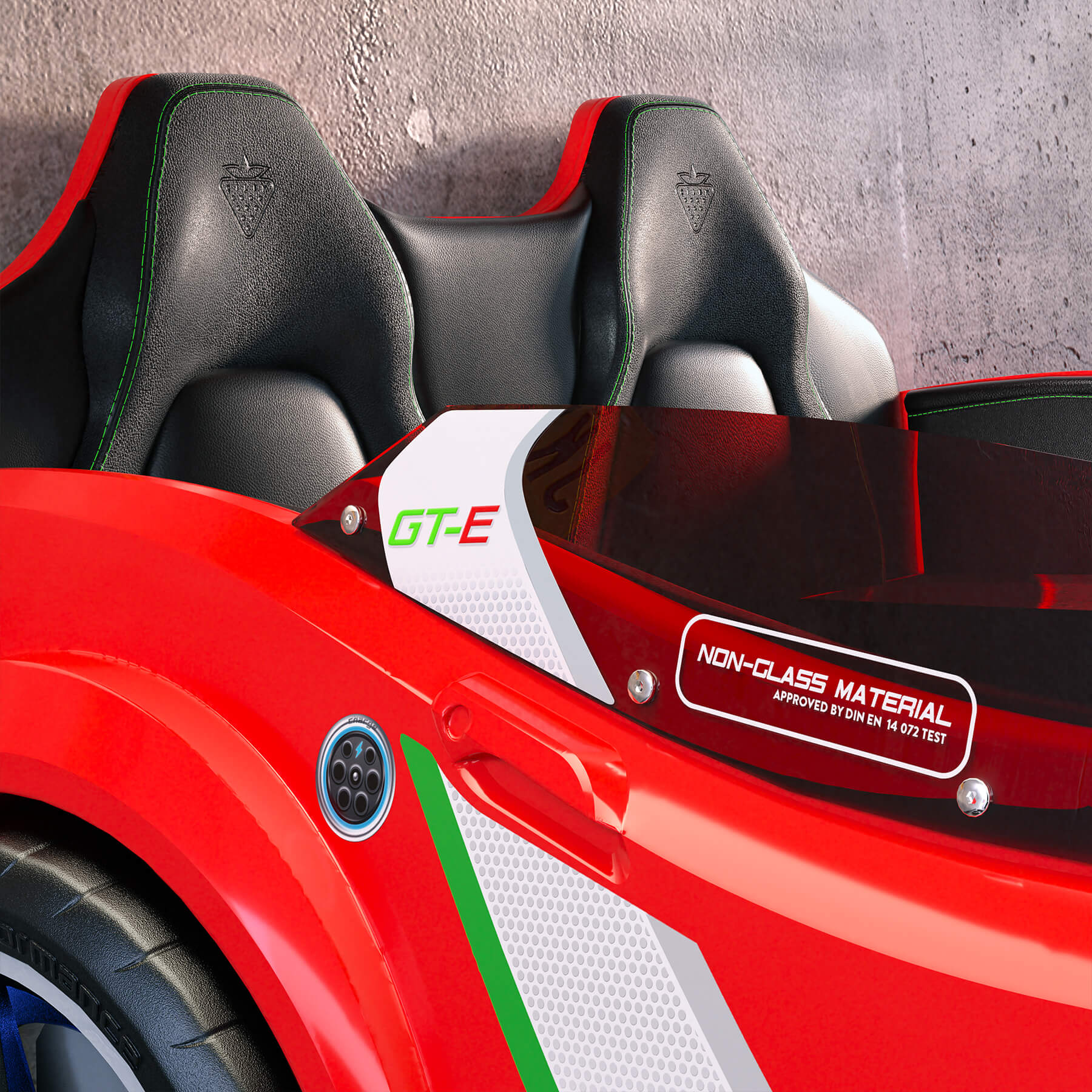 Легло-кола «GTE» + звук и LED осветление, с кожена тапицерия, цвят червен, за матрак 100х190см