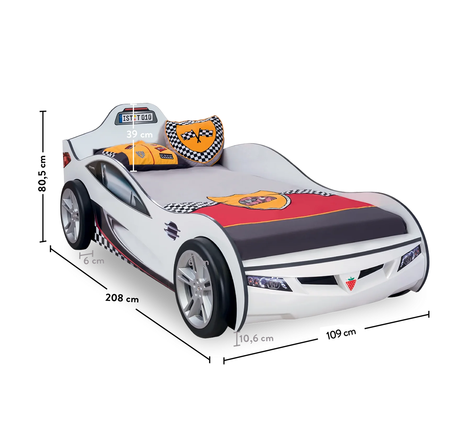 Легло-кола «Coupe» цвят Бял, за матрак 90х190см