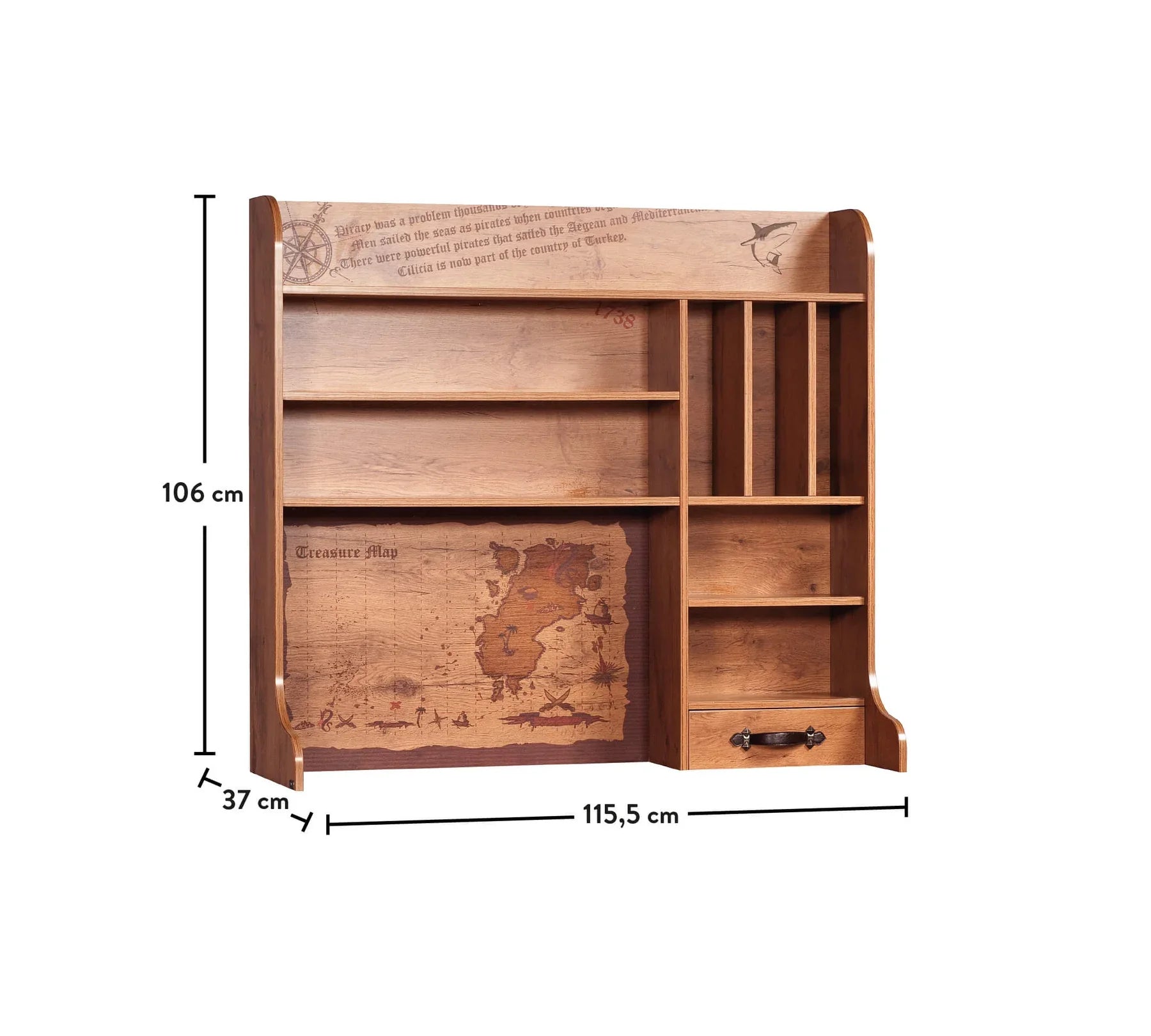 Надстройка за бюро «Pirate» + чекмедже и рафтове, размер 115х106х37см