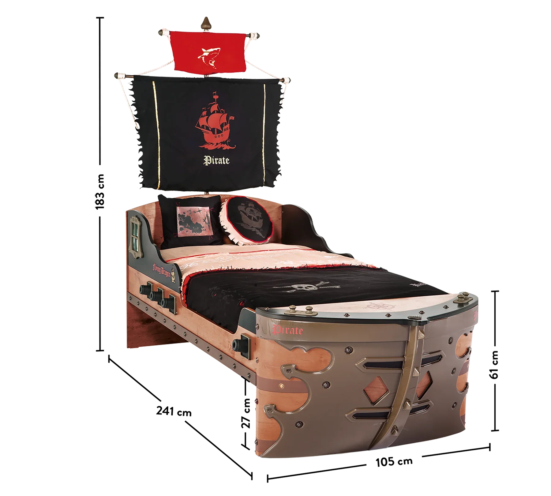 Легло-кораб «Pirate S» за матрак 90х190см