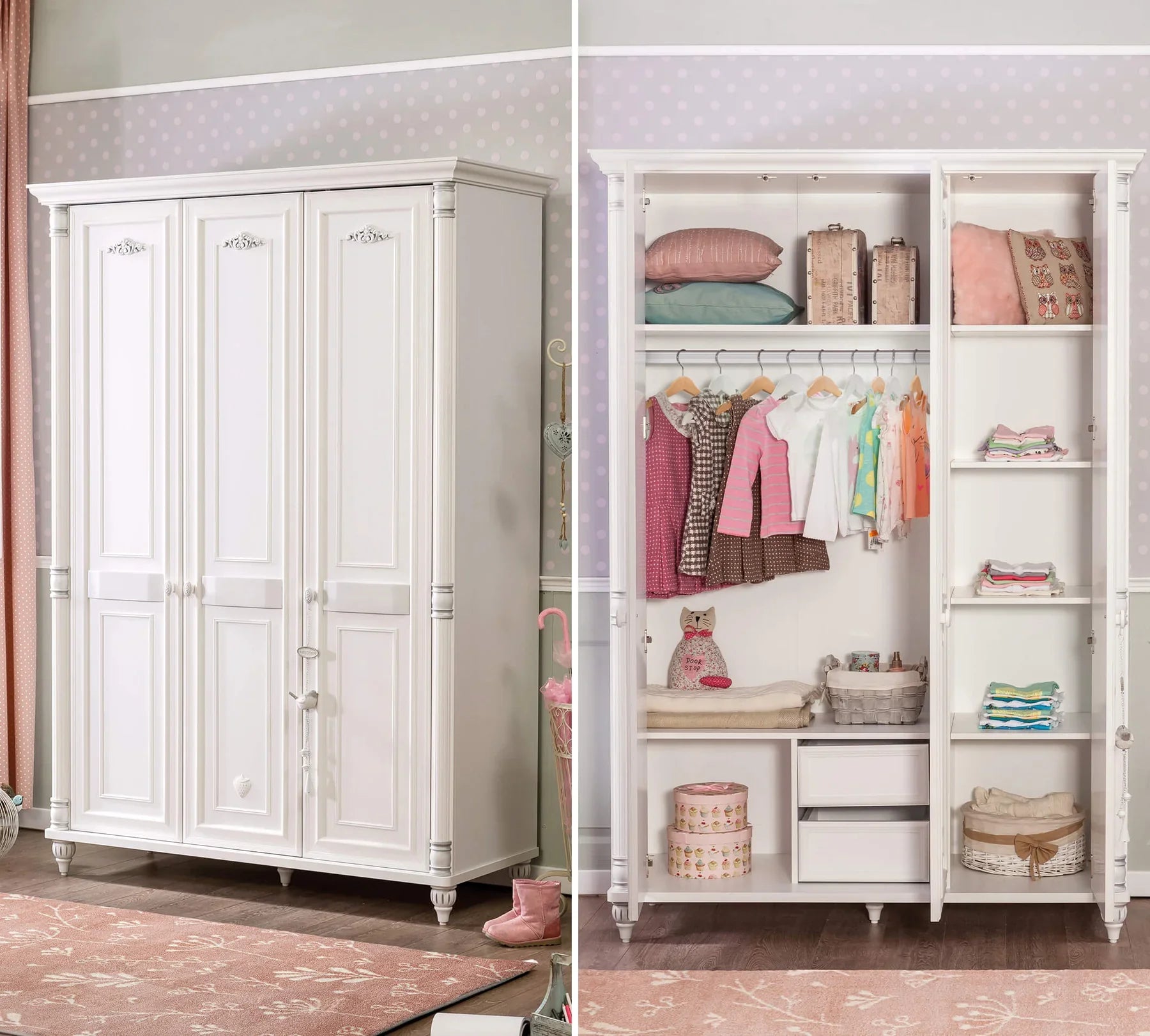 Трикрилен гардероб «Romantic» - ширина 140см