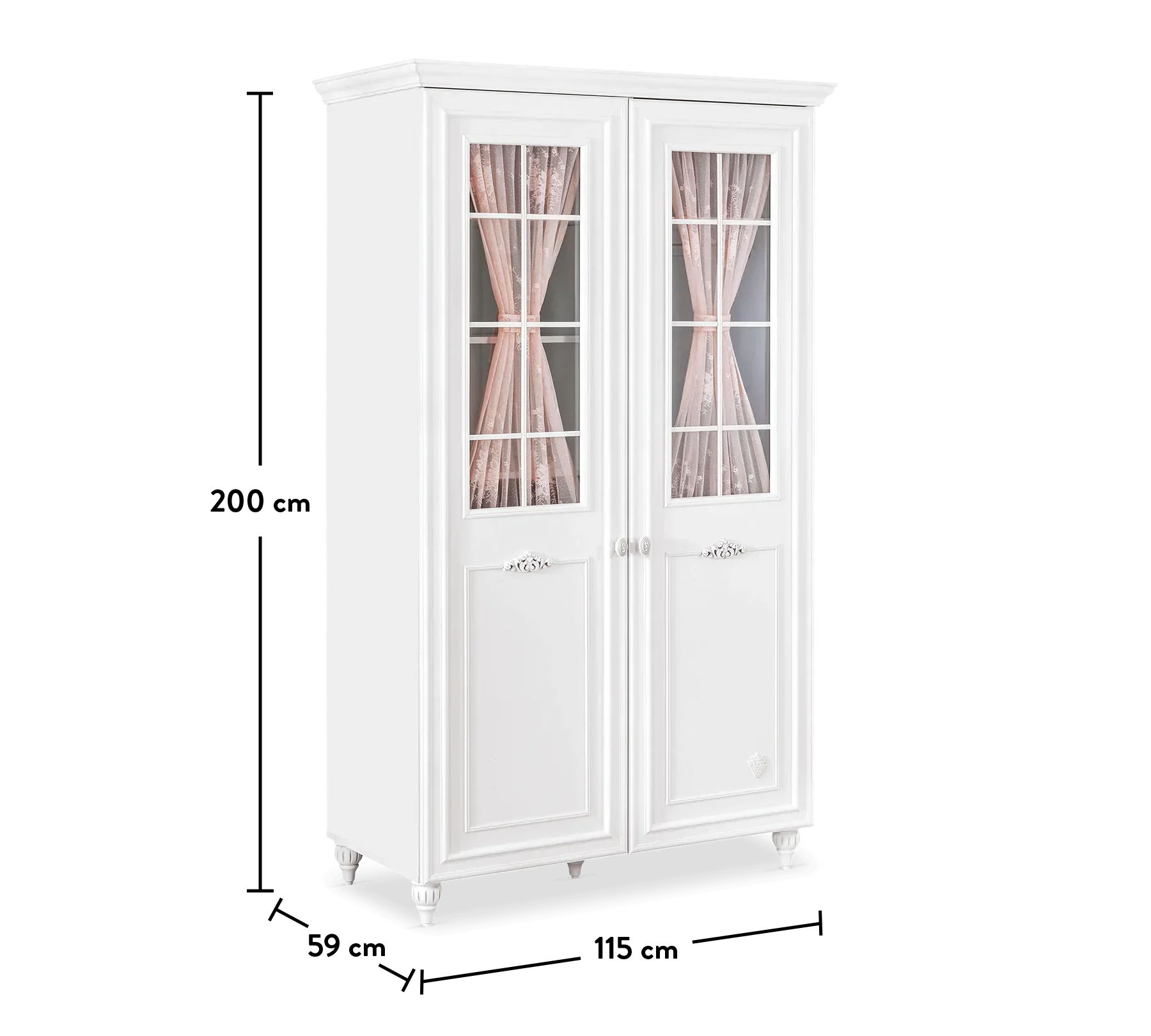 Двукрилен гардероб «Romantica» - стъклени врати, рафтове, ширина 115см