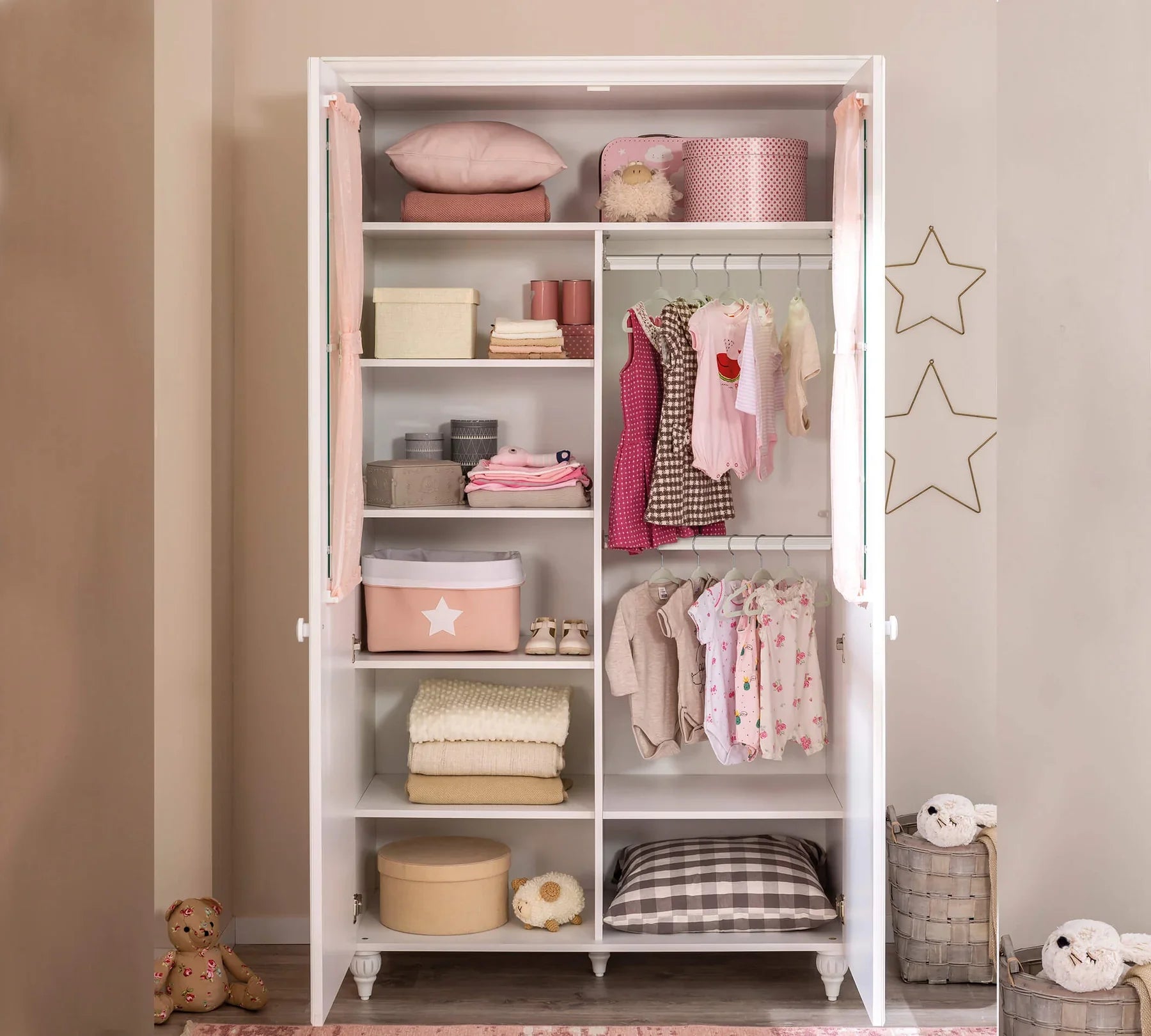 Двукрилен гардероб «Romantica» - стъклени врати, рафтове, ширина 115см