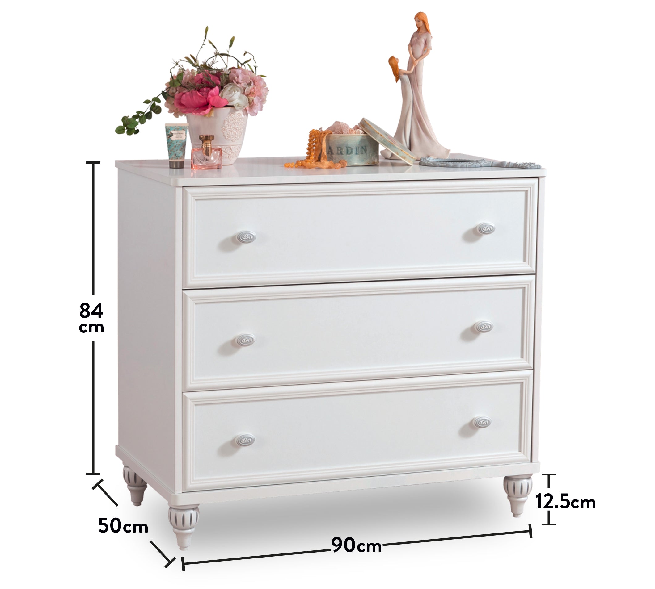 Скрин «Romantica» с три чекмеджета, размер 90х84х50см