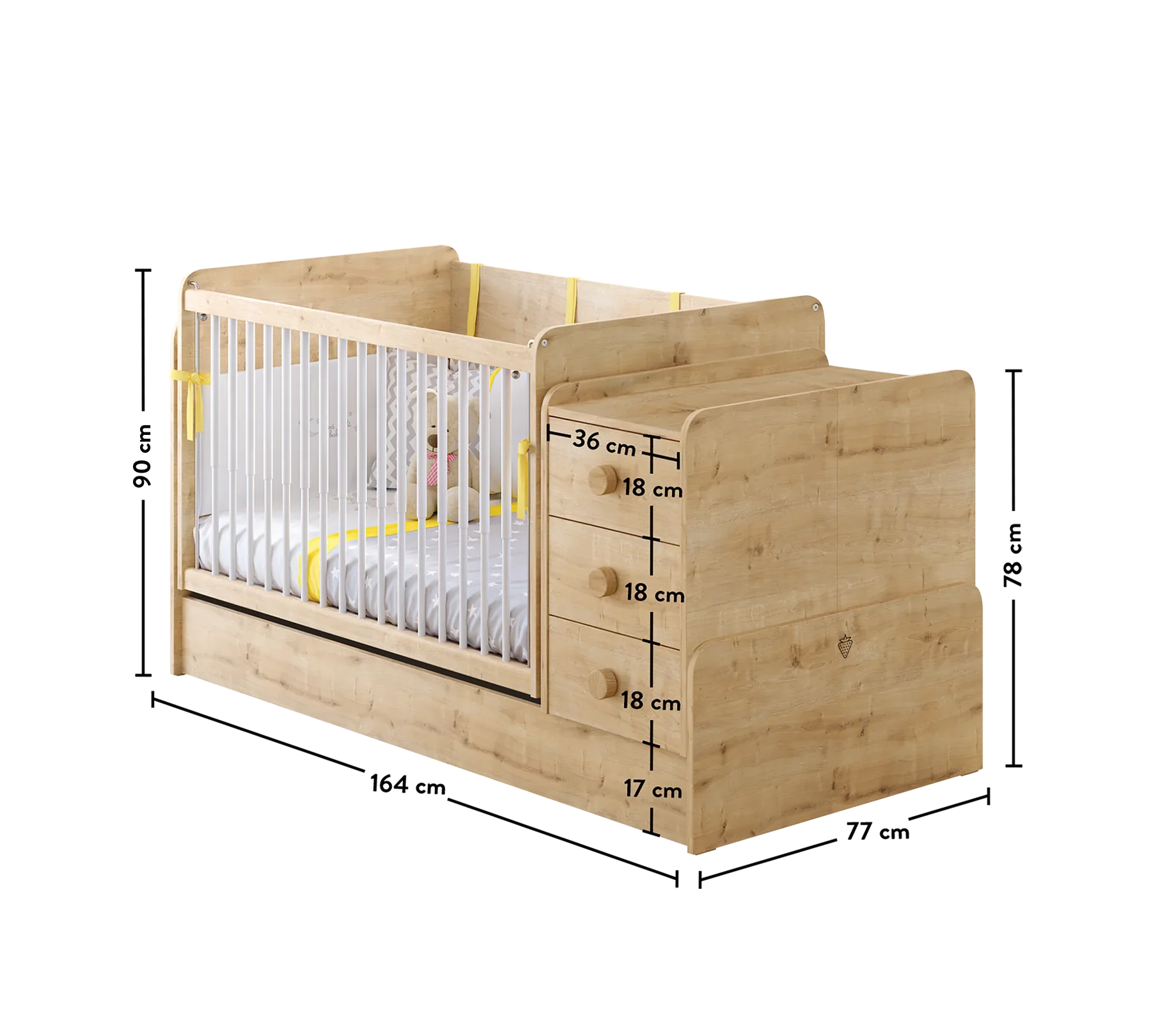 Трансформираща се бебешка кошара - легло «Mocha» за матраци 70x115см и 70x160cm