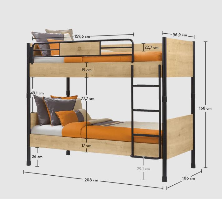 Двуетажно легло «Mocha» за матраци 90х200см