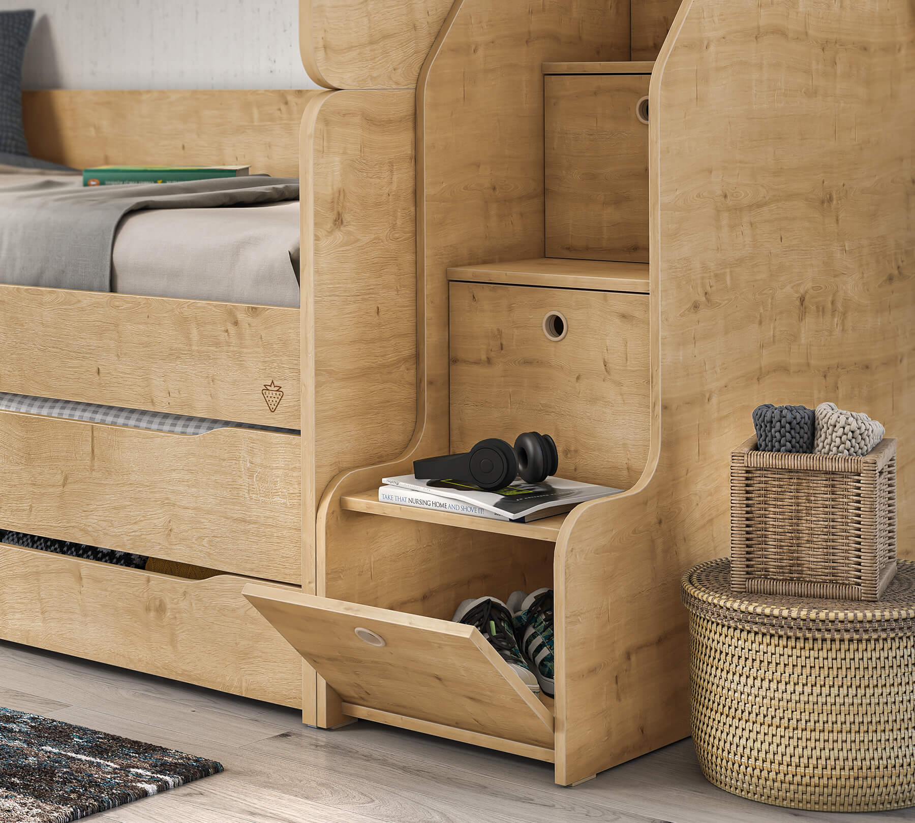 Легло за модулно двуетажно легло «Studio» за матрак 90x200см