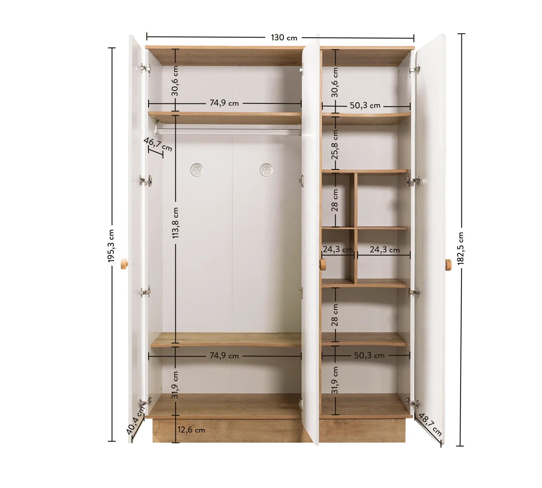 Трикрилен гардероб «Natura Baby» - ширина 136см