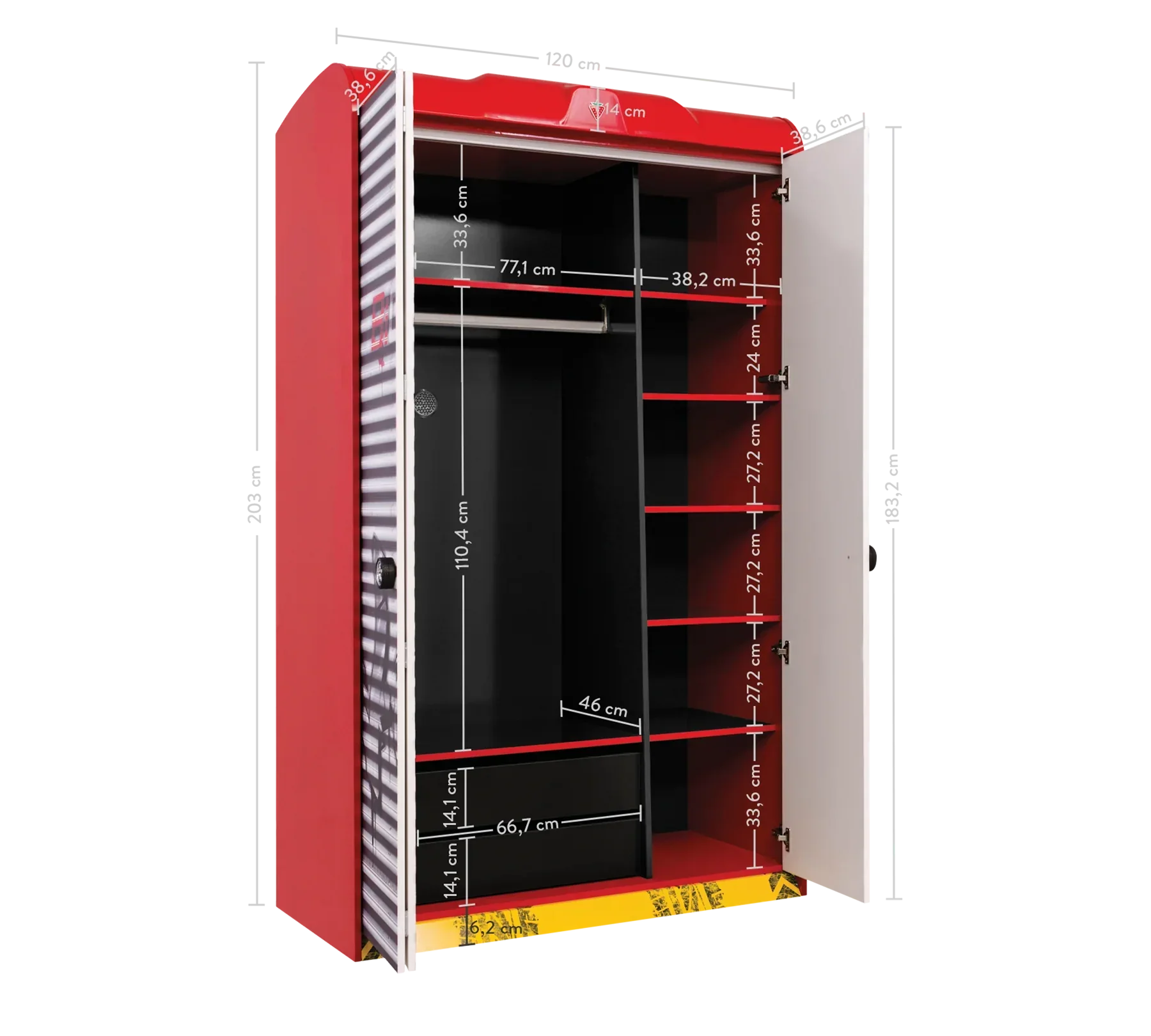 Трикрилен гардероб «Champion Racer» - ширина 120см