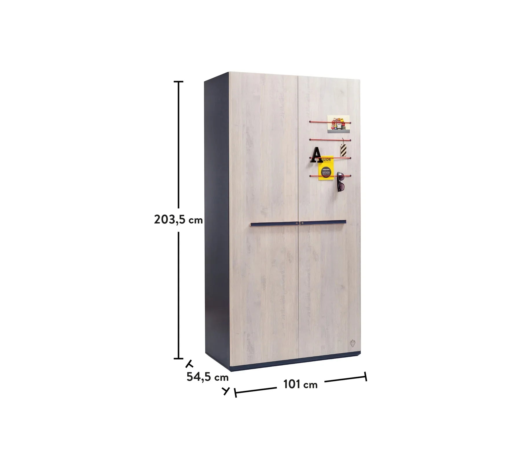 Двукрилен гардероб «Trio» - чекмеджета, ширина 101см