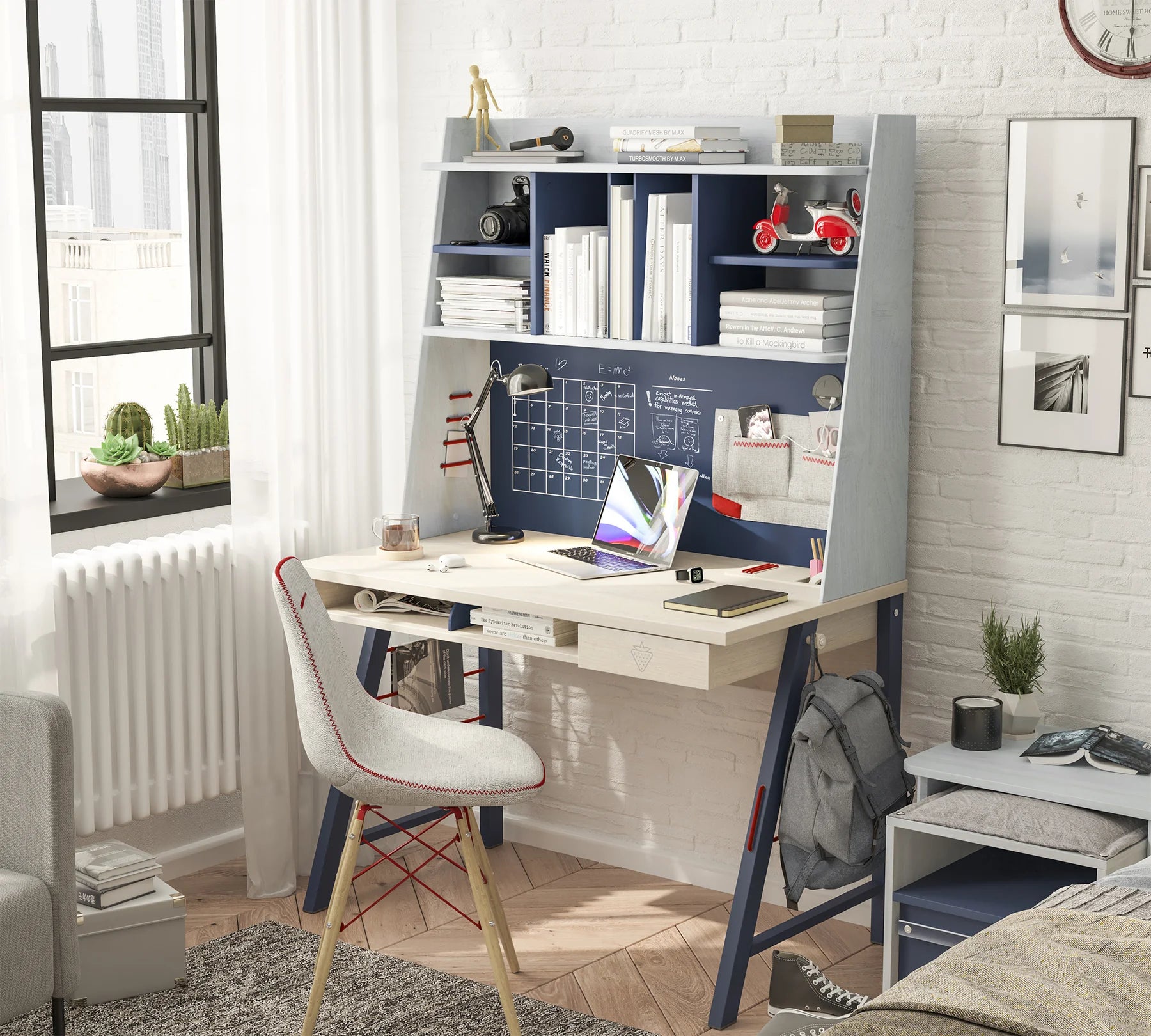 Надстройка за бюро «Trio» + USB зарядна станция, размер 109х91х31см