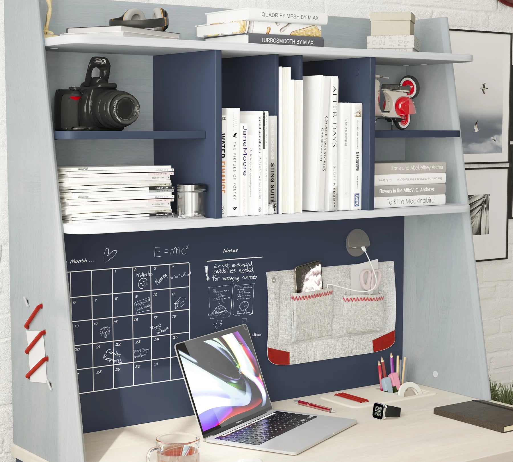 Надстройка за бюро «Trio» + USB зарядна станция, размер 109х91х31см