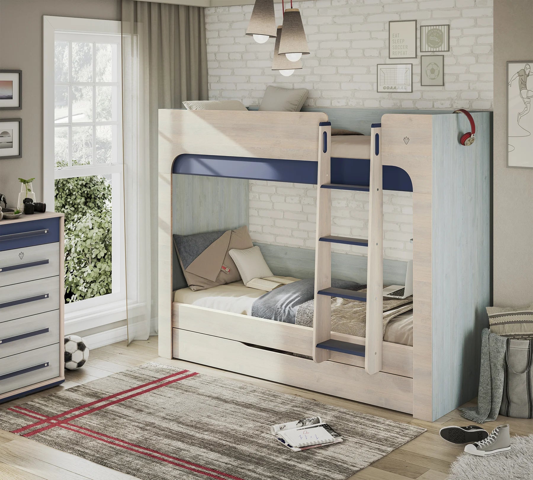 Двуетажно легло «Trio» за матраци 90x200см