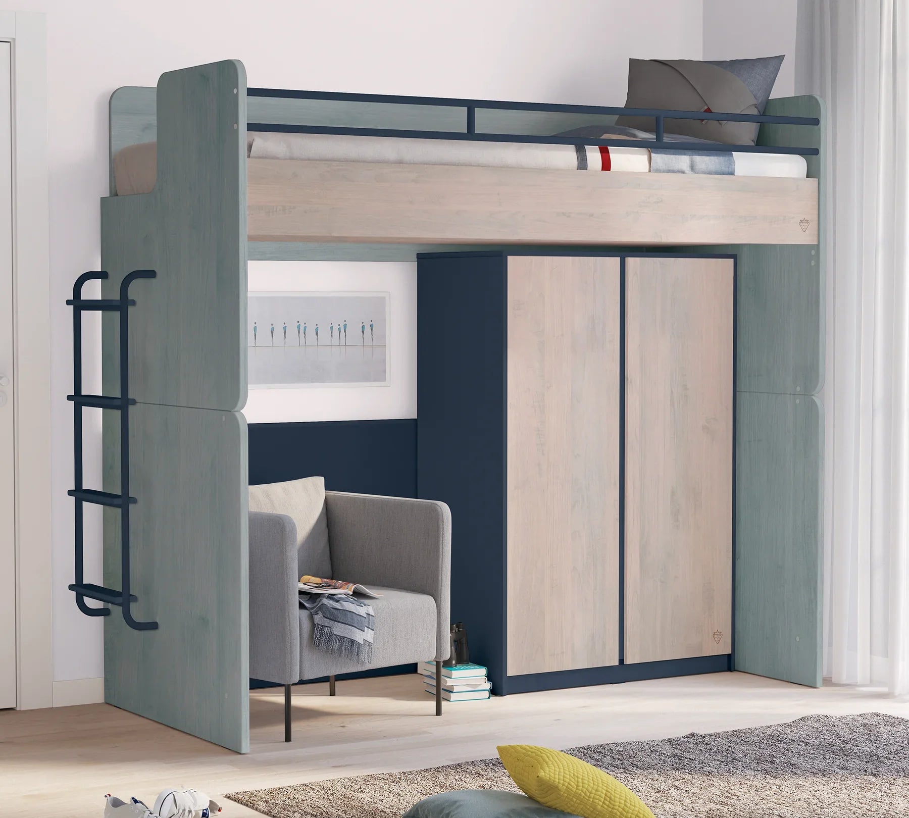 Гардероб «Studio Trio» - рафтове и лост, ширина 93см