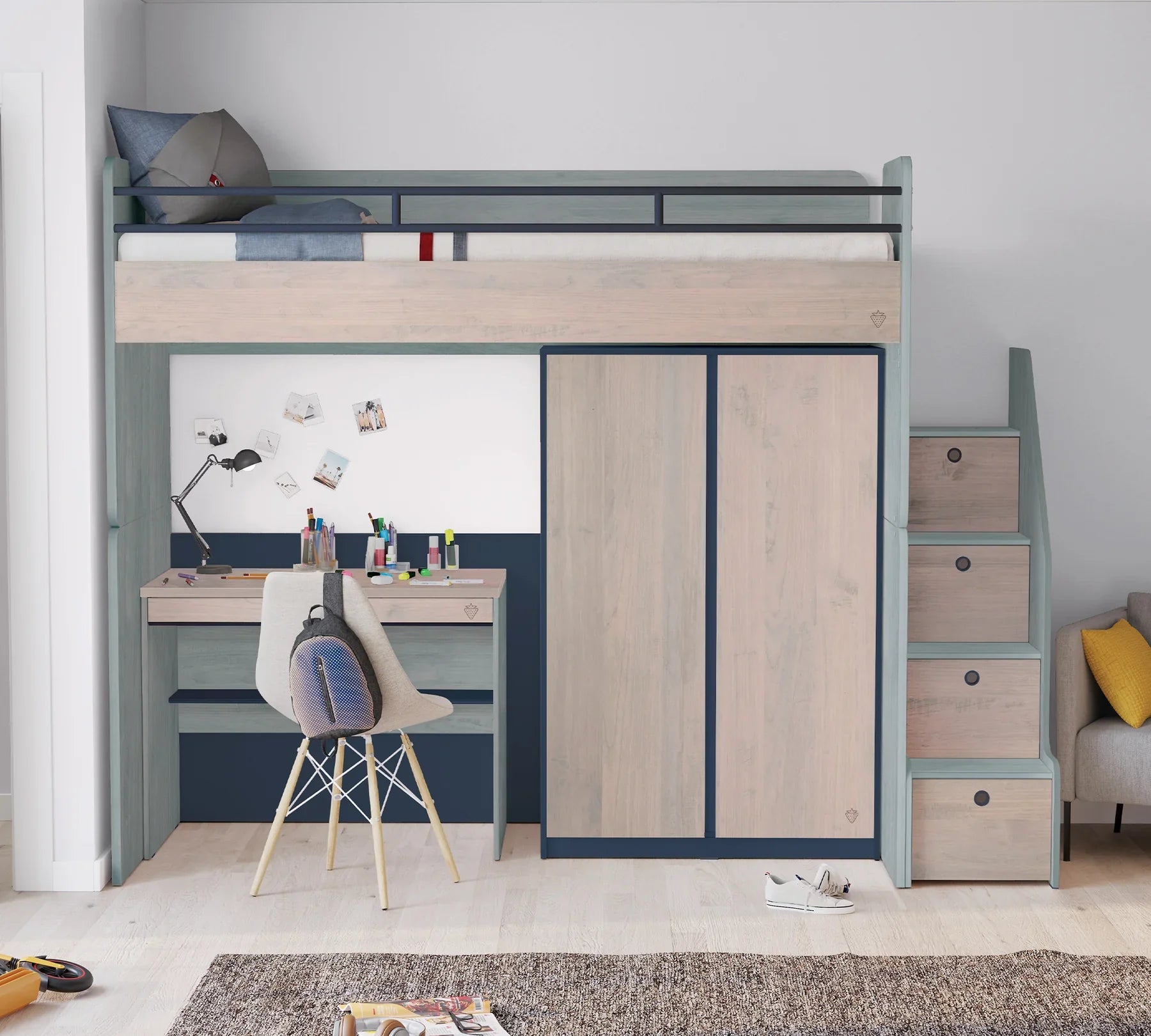 Гардероб «Studio Trio» - рафтове и лост, ширина 93см