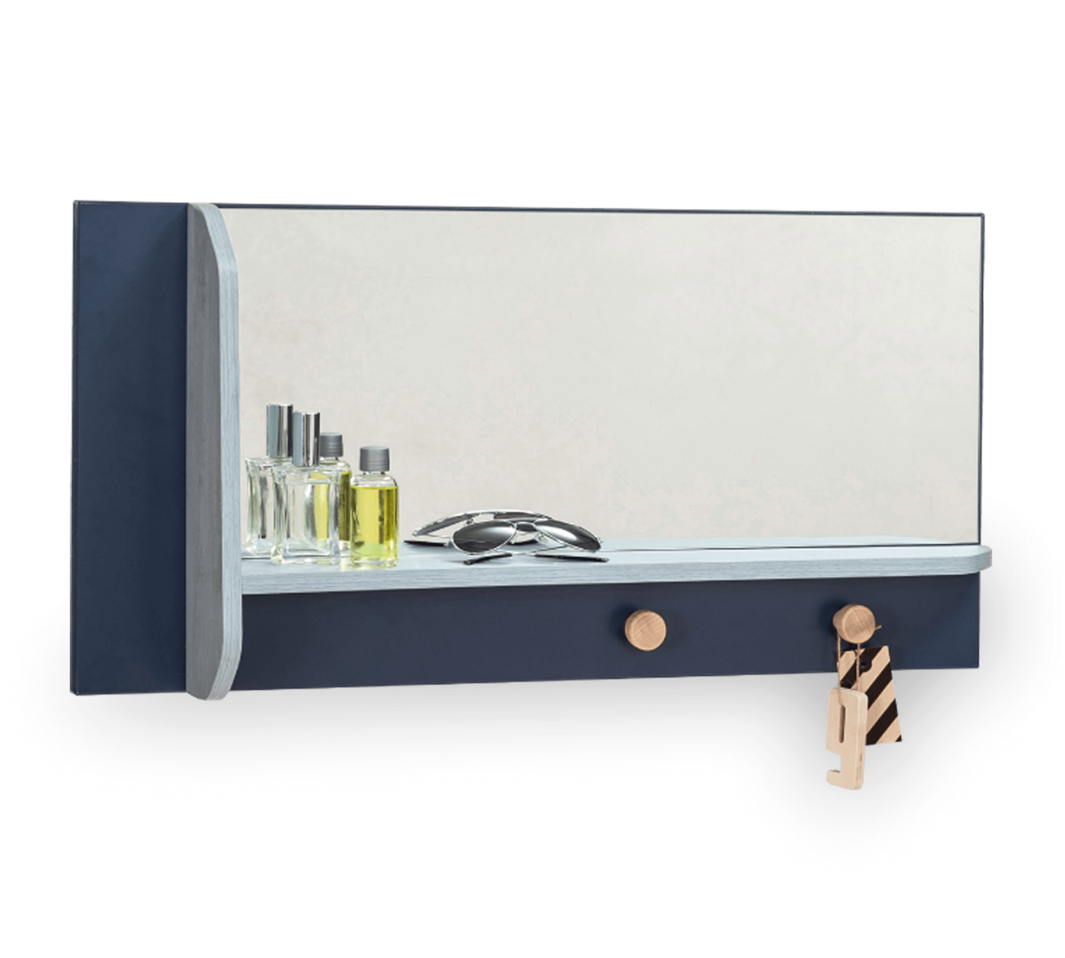 Огледало «Trio» + рафт и закачалка, размер 80х39х12см