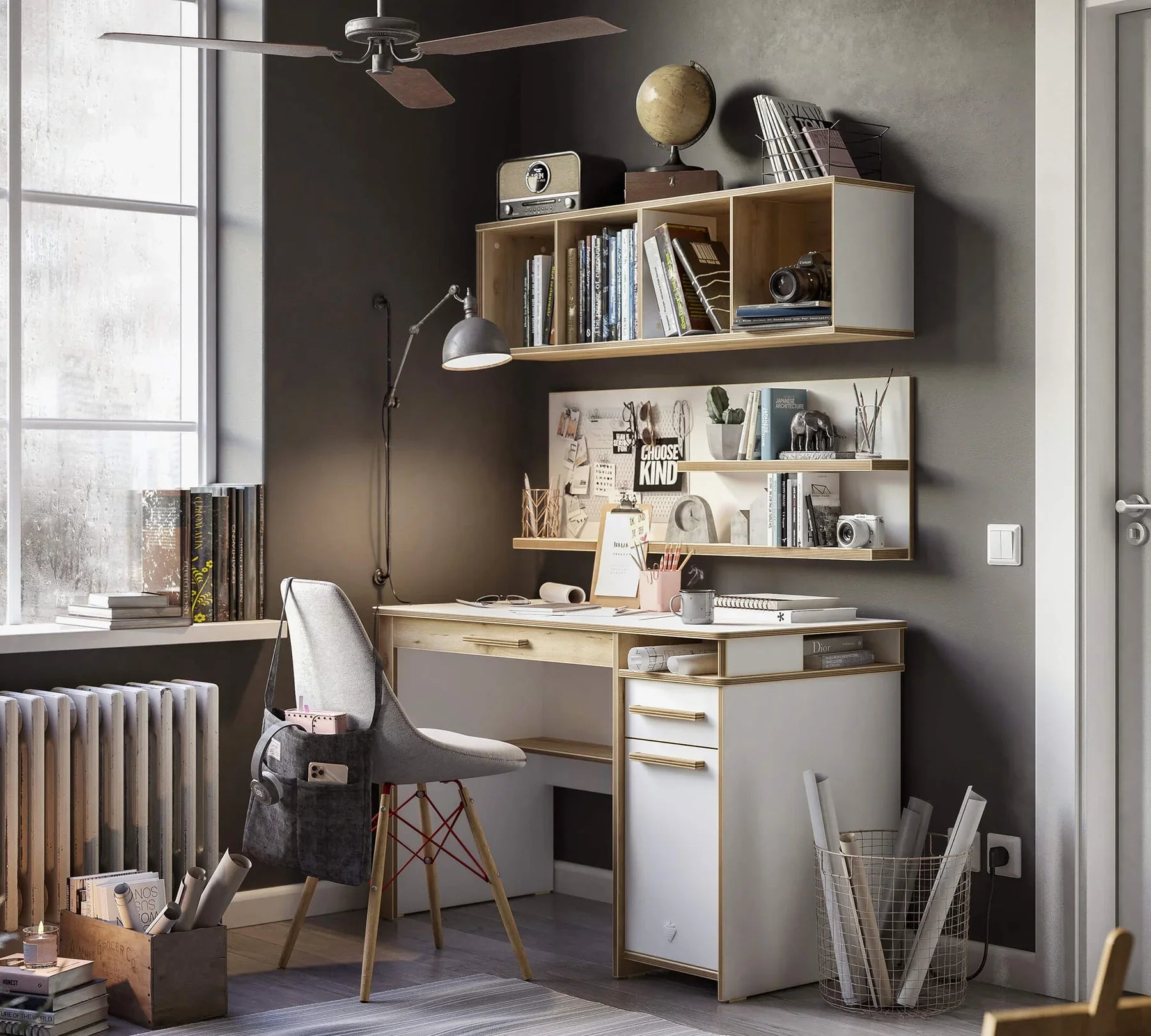 Етажерка за бюро «Modera» + органайзери, размер 120х40х14см