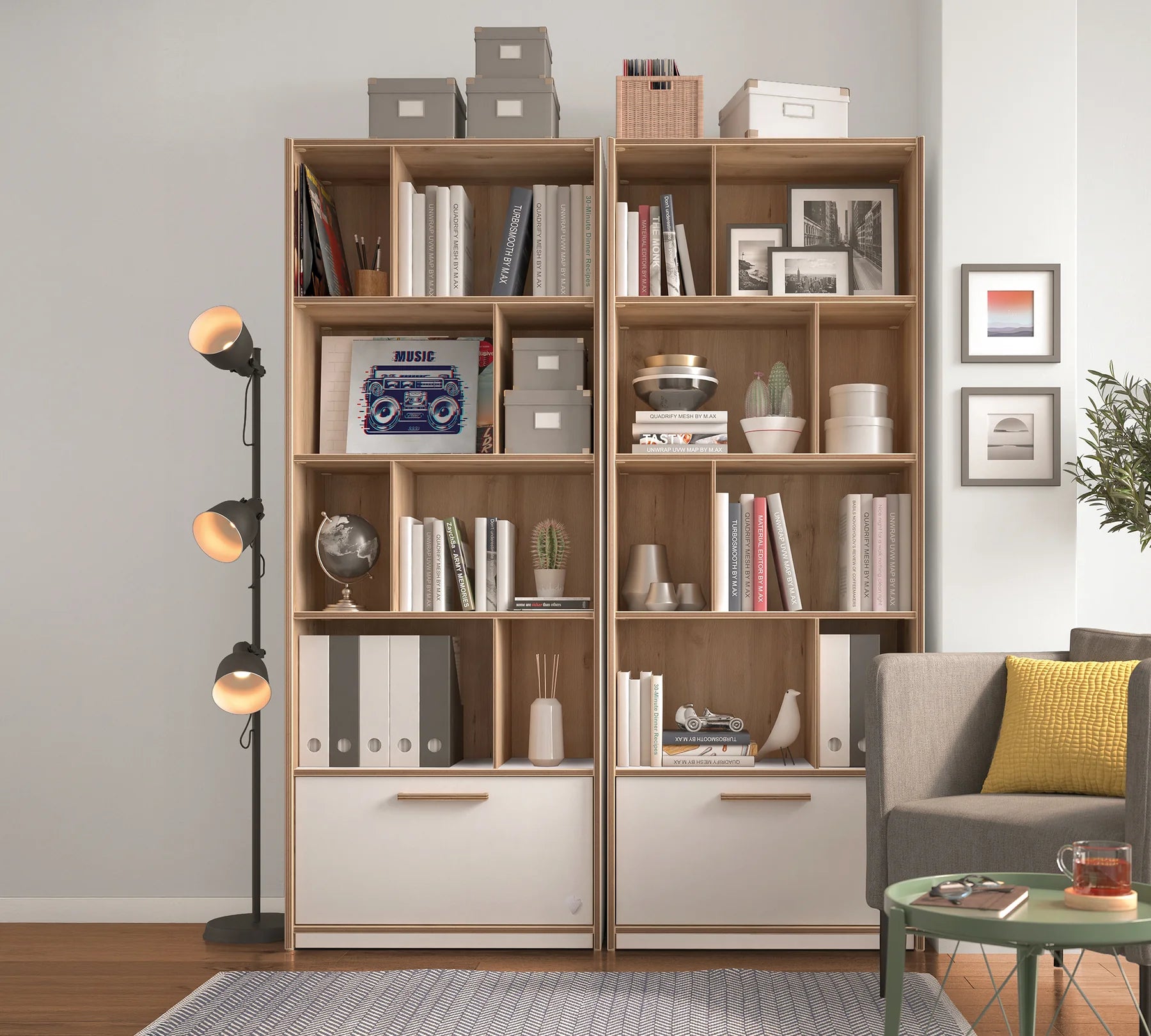 Библиотека «Modera» с чекмедже, размер 70x181x38см