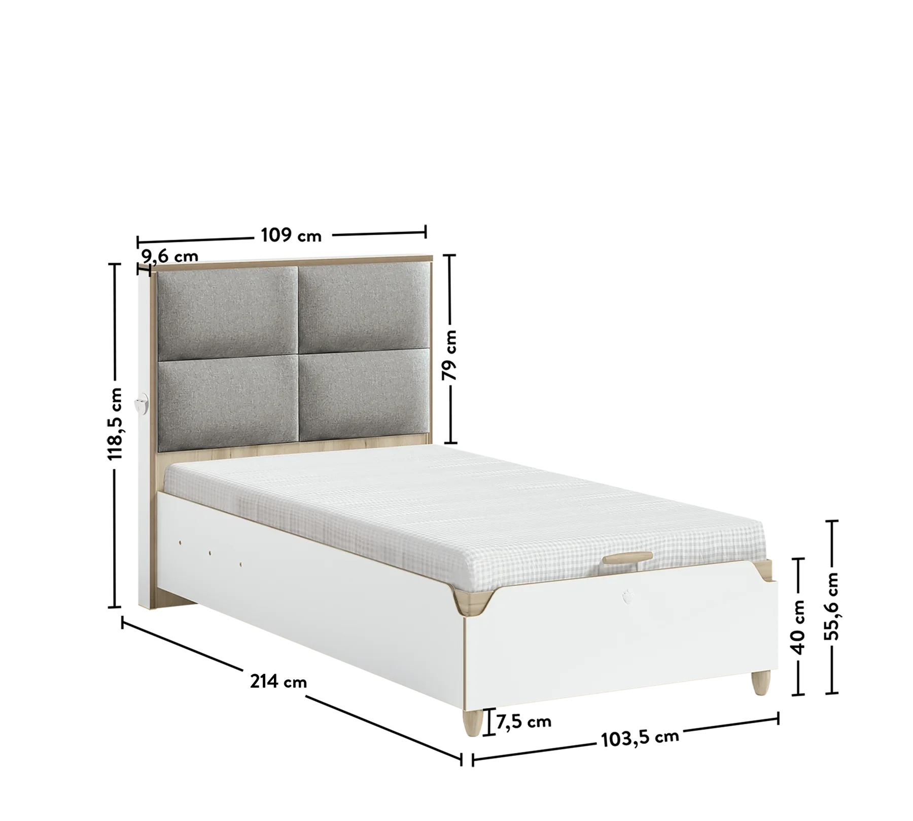 Легло «Modera» + табла - с място за съхранение, повдигащ механизъм