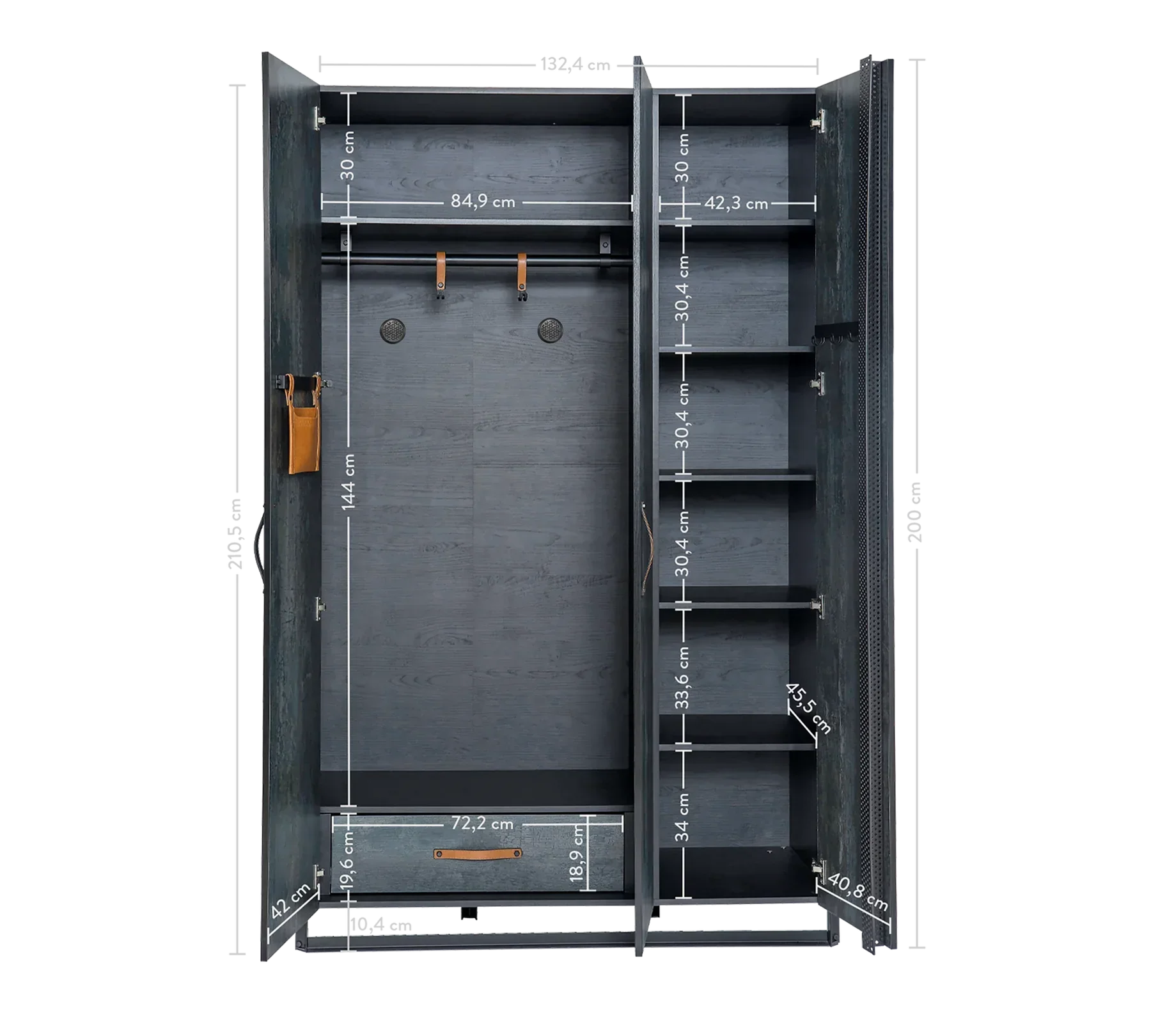 Трикрилен гардероб «Dark Metal» - ширина 120см