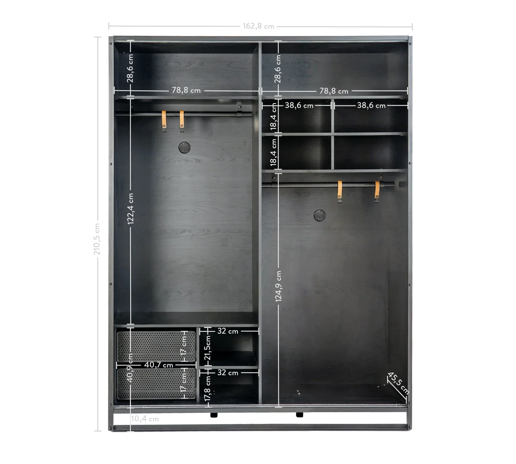 Гардероб с плъзгащи врати «Dark Metal» - с ширина 162см