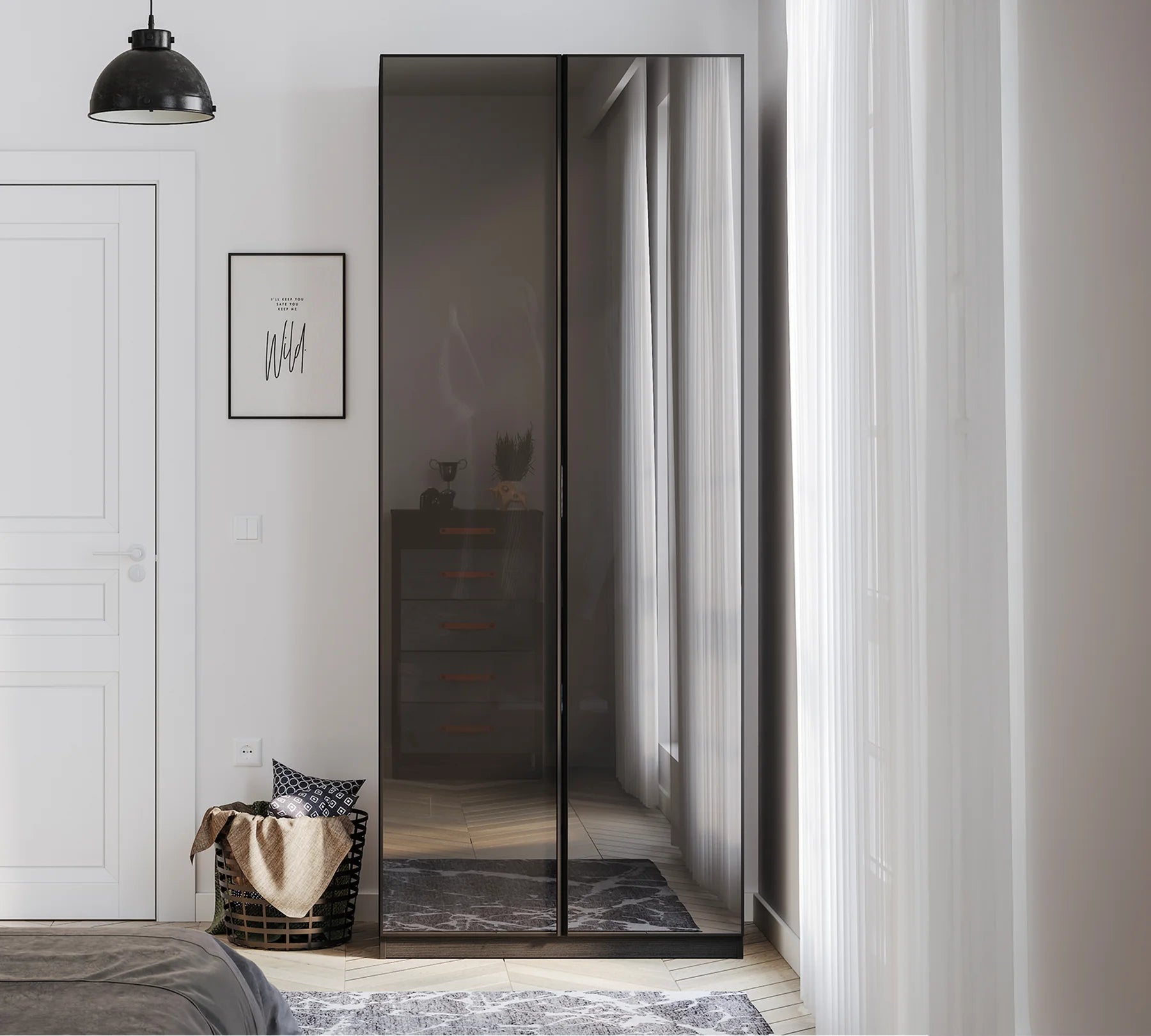 Модулен гардероб «Black» - 4 модула, стъклени врати, със защита против преобръщане и вентилация