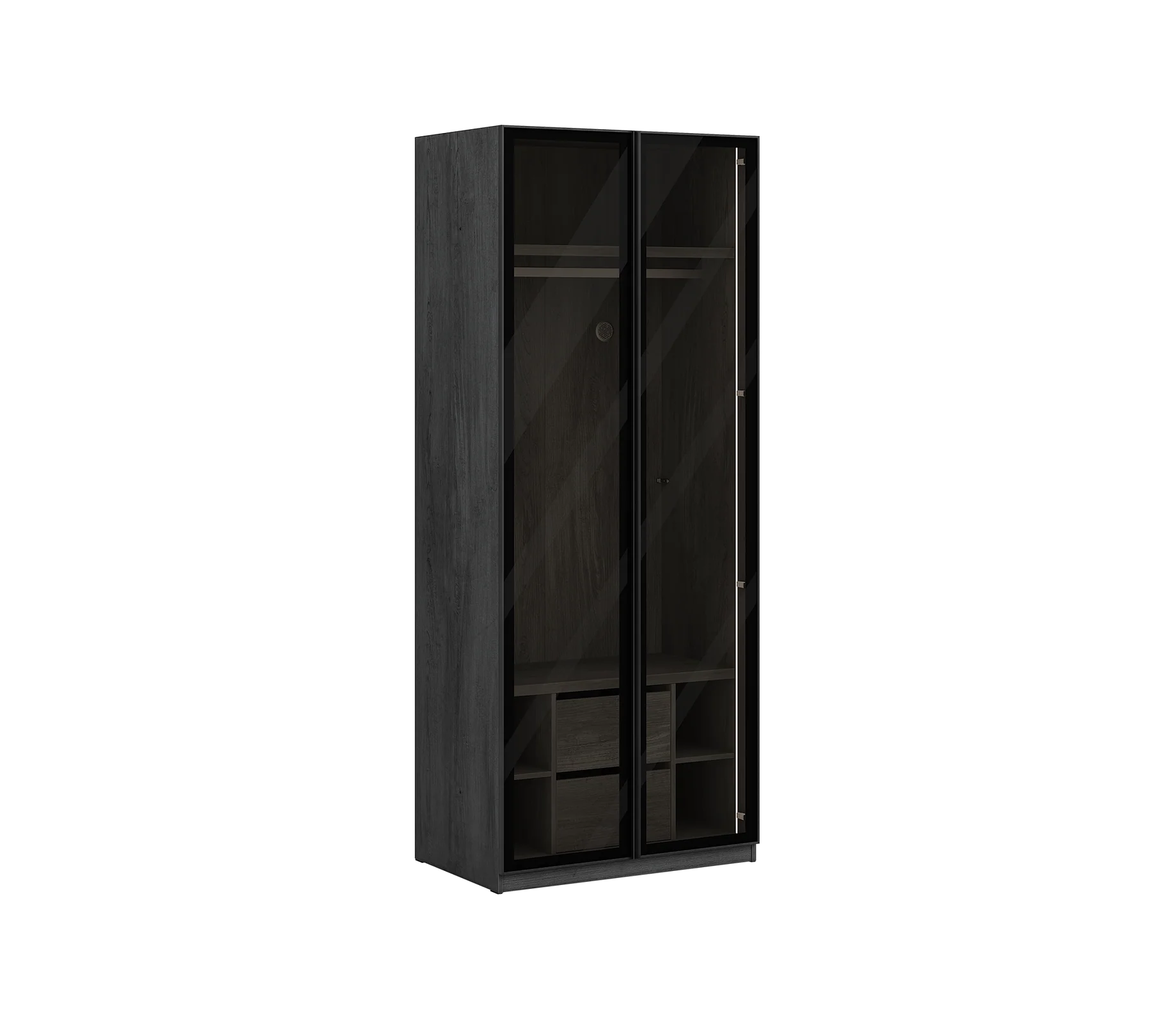 Модулен гардероб «Black» - 4 модула, стъклени врати, със защита против преобръщане и вентилация